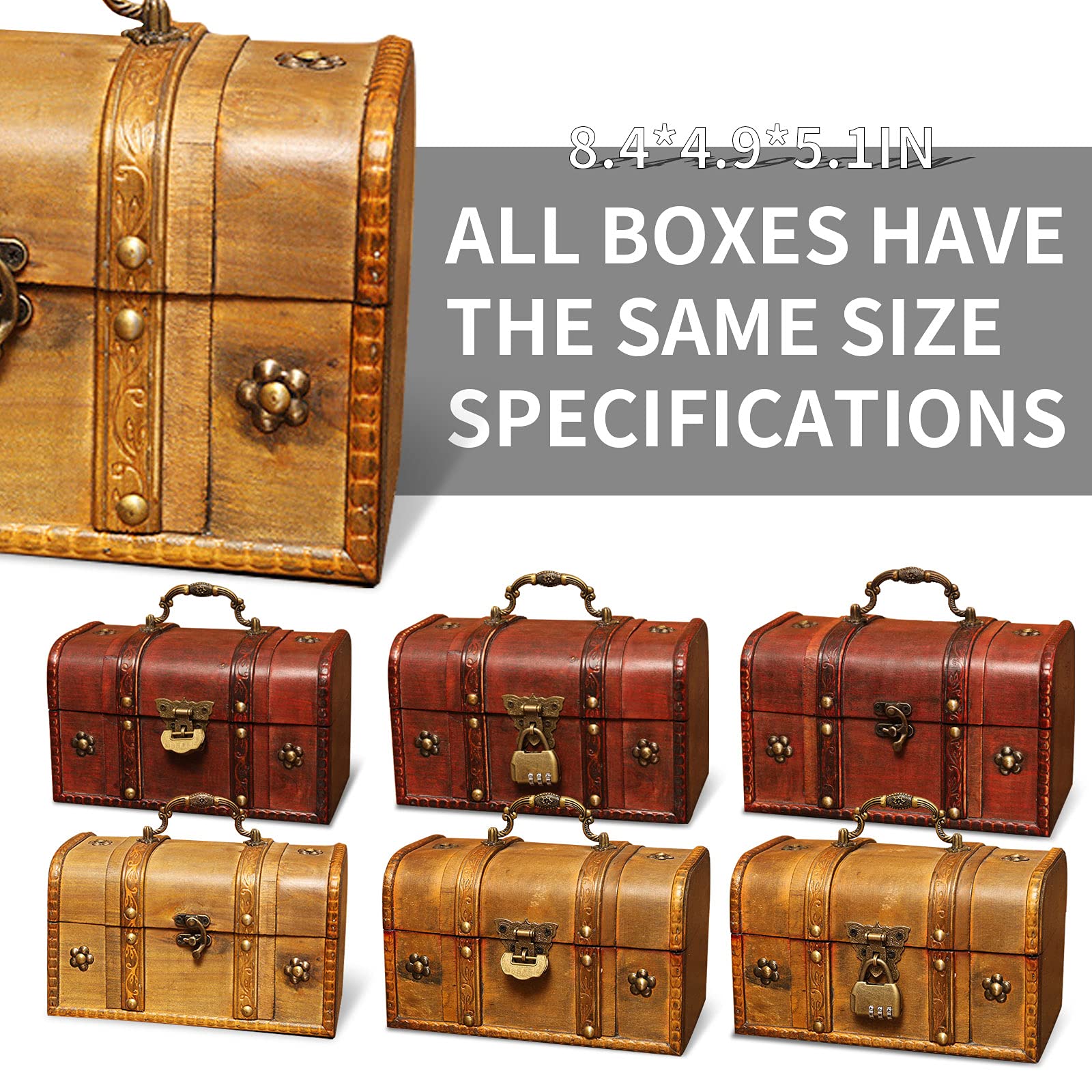 Handcrafted Pirate Treasure Chest with Iron Lock - Wood & Leather Decorative Storage Box for Home Decor, Jewelry, and Keepsakes | Perfect for Themed Parties, Kids' Playroom, and Coastal Interior Design