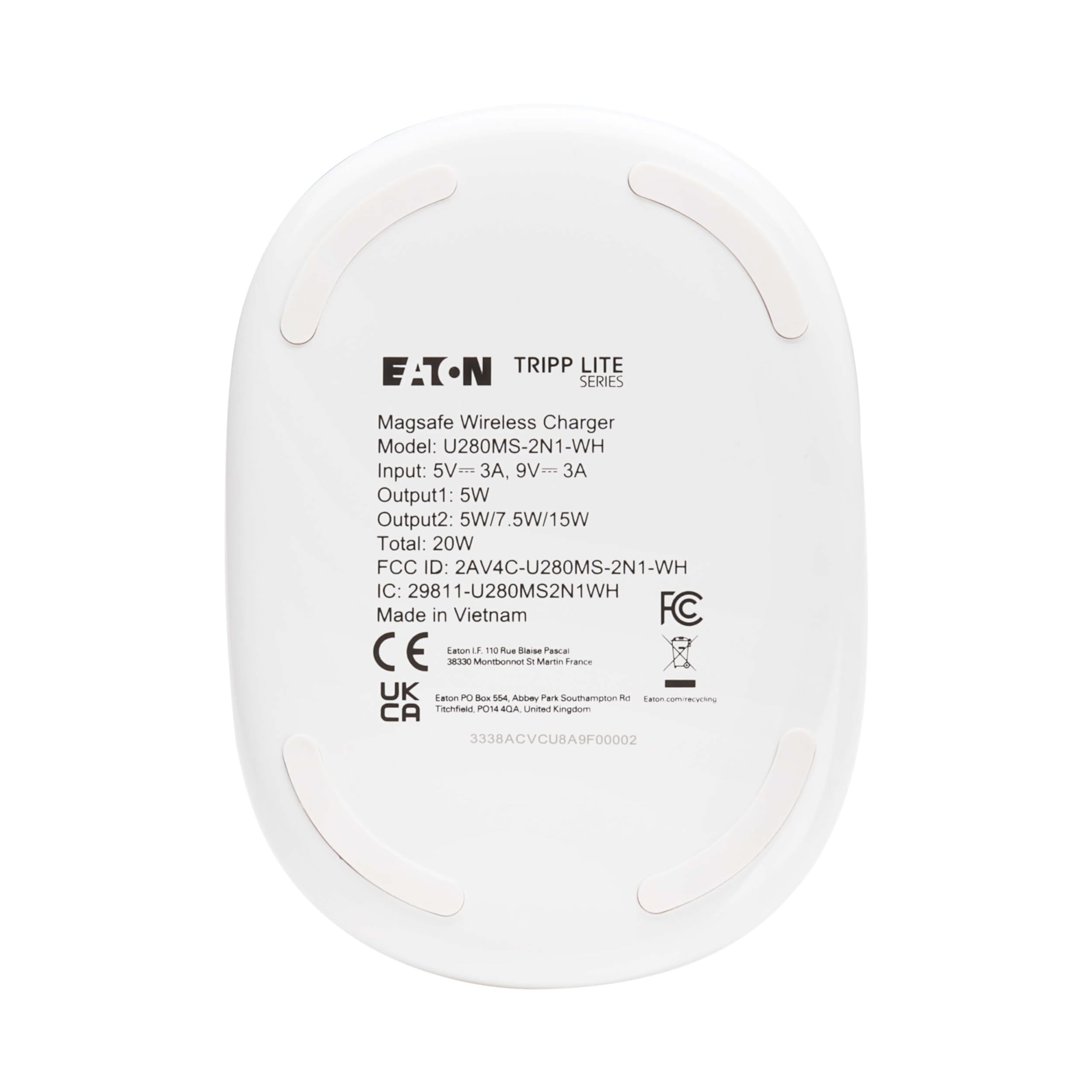 Eaton Tripp Lite 20W Magnetic Wireless Charger Stand - MFi Certified MagSafe Charging for iPhone 14/13/12 & AirPods - Adjustable Phone Stand with 3ft Cable - White (U280MS-2N1-WH) | Perfect for Office, Bedside & Travel Charging
