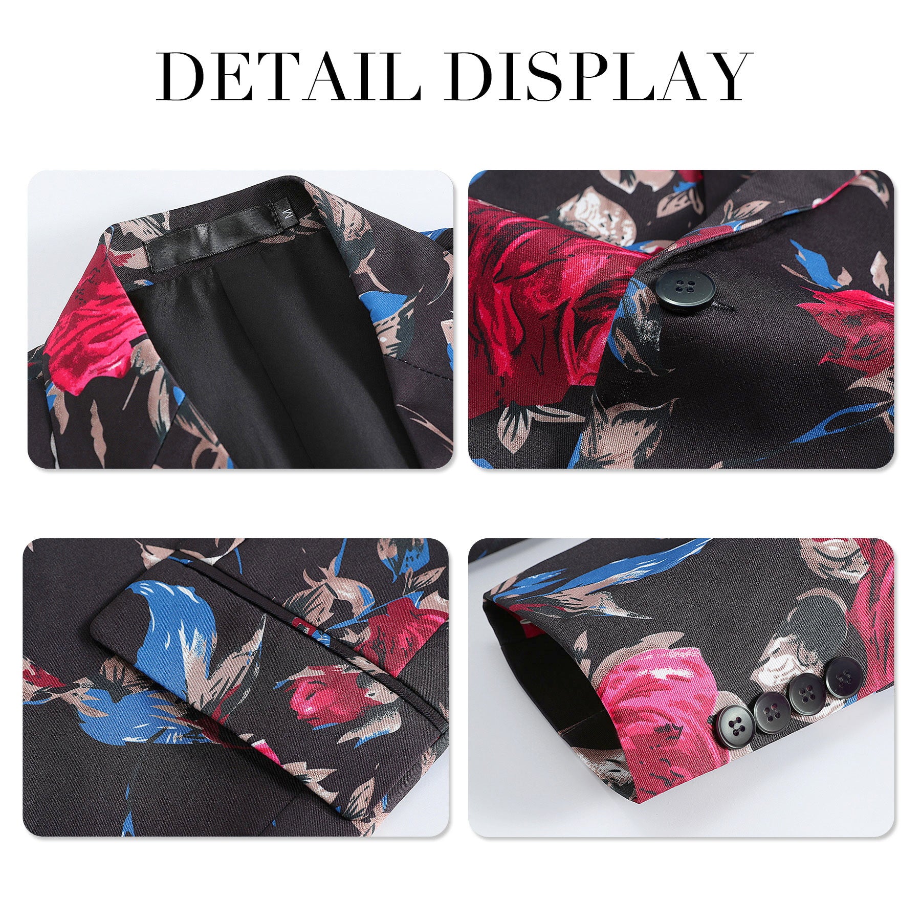 Men's Red Floral Print Single Breasted Blazer Jacket - Slim Fit Formal & Casual Wear for Weddings, Parties & Office