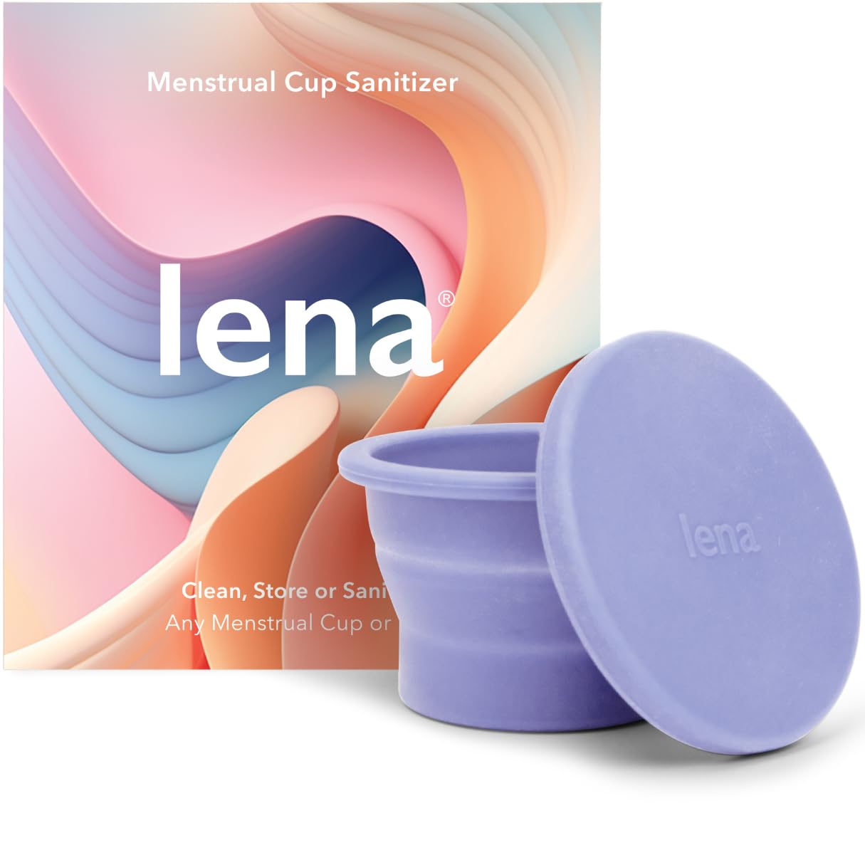 Lena Menstrual Cup Sterilizer Case - Compact & Collapsible Silicone Container for Cleaning Period Cups & Menstrual Discs | Travel, Home & Dorm Use | Feminine Hygiene Care | Light Purple | Perfect for Camping, Gym & On-the-Go Sanitizing