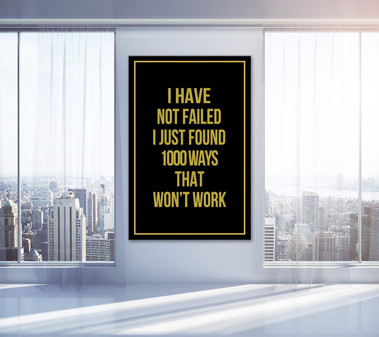 AMEMNY Hustle Inspirational Wall Art Canvas Print - Motivational Office & Home Decor - Success Entrepreneur Quote Painting - Ready to Hang Framed Poster for Living Room, Bedroom or Workspace