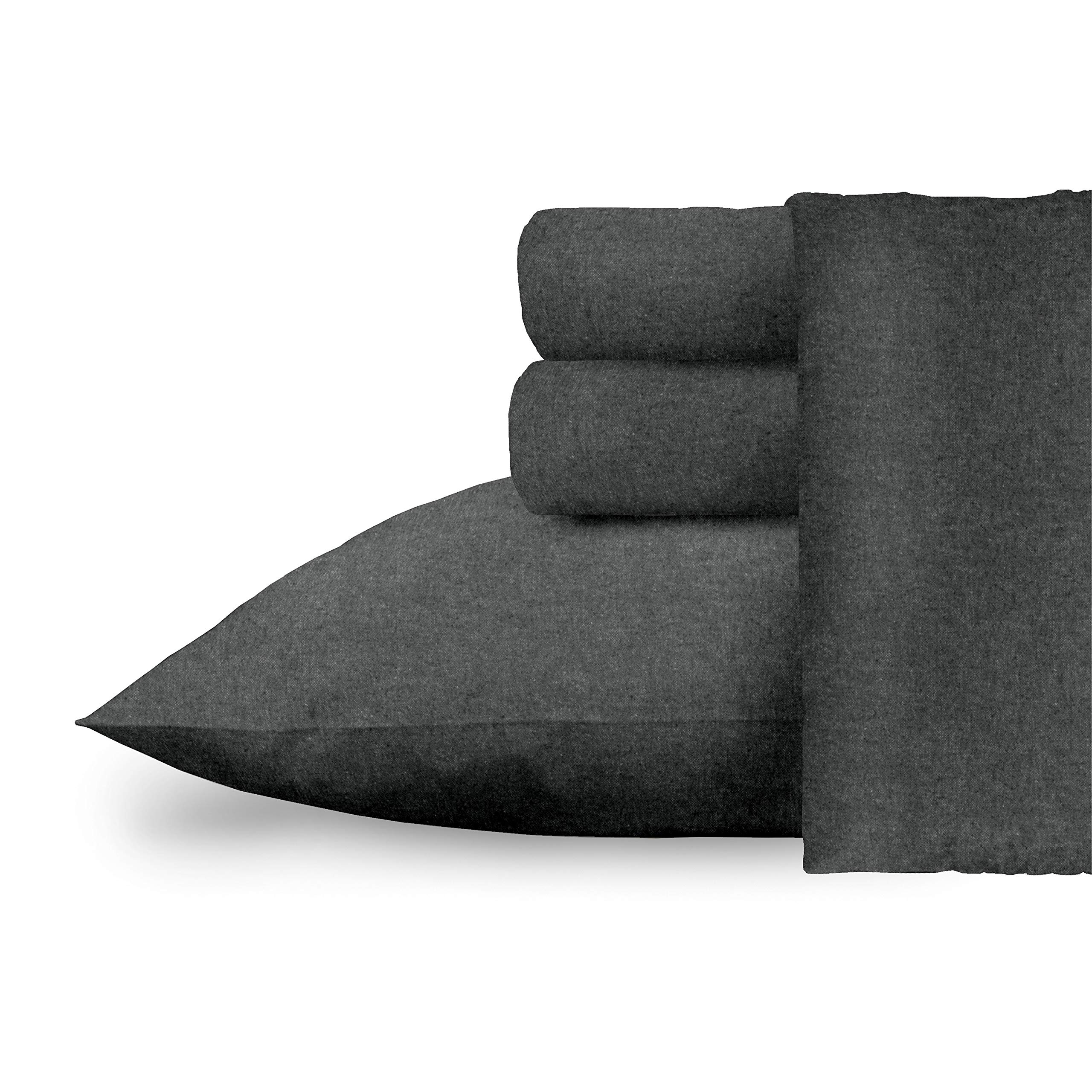 Premium German Flannel Sheets & Pillowcases Set - 4 Piece Full Size Bedding in Charcoal Grey | Ultra Soft & Warm for Winter | Perfect for Cozy Nights & Guest Room Comfort