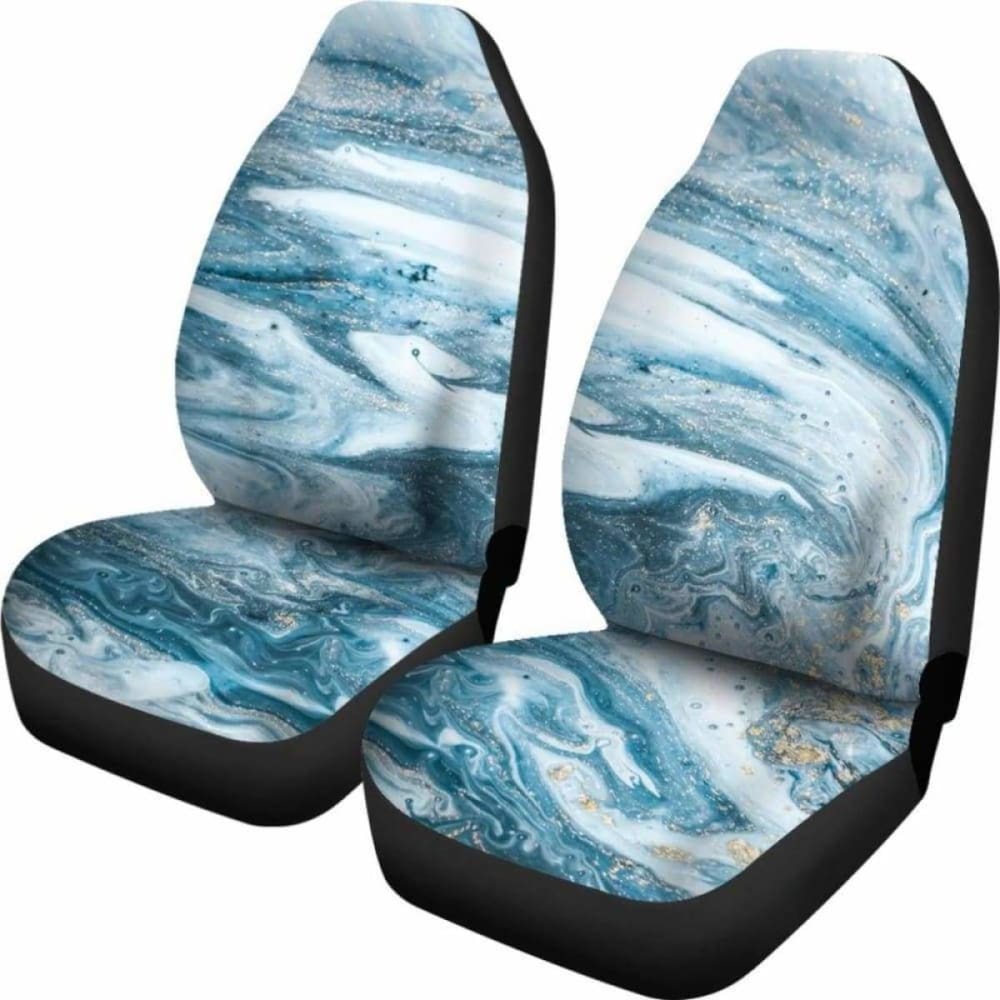 Premium Blue Marble Pattern Car Seat Covers - Universal Fit for Cars, Trucks & SUVs - Waterproof & Anti-Slip Protection - Perfect for Daily Commute, Road Trips & Outdoor Adventures