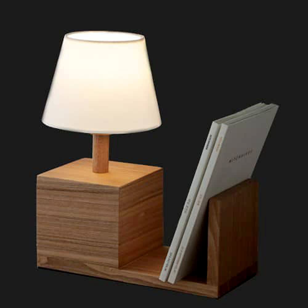 Artica Wooden Table Lamp with Fabric Shade - E27 Holder Bedside Desk Lamp for Living Room, Bedroom & Study | Night Reading & Home Office Lighting