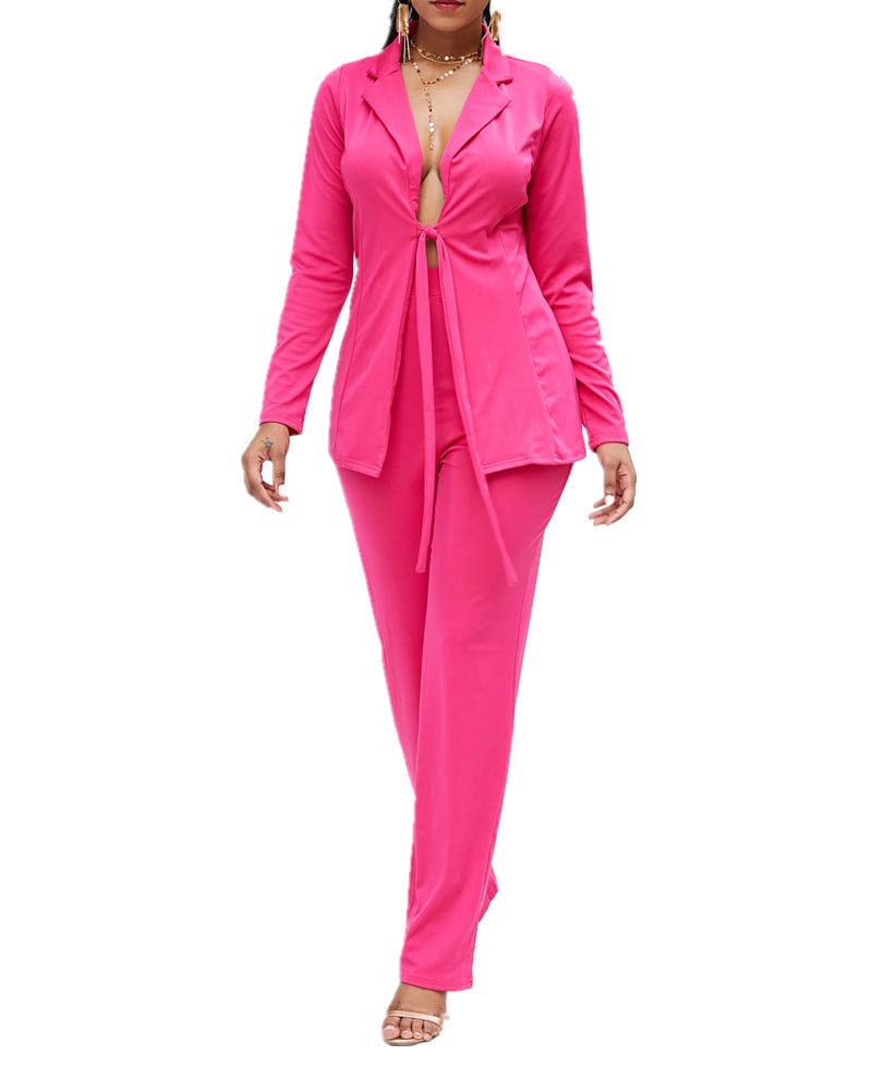 Stylish Women's 2-Piece Suit Set - Open Front Long Sleeve Blazer & Pants Outfit for Office, Party & Business Attire | Professional Work Uniform & Fashionable Women's Suit