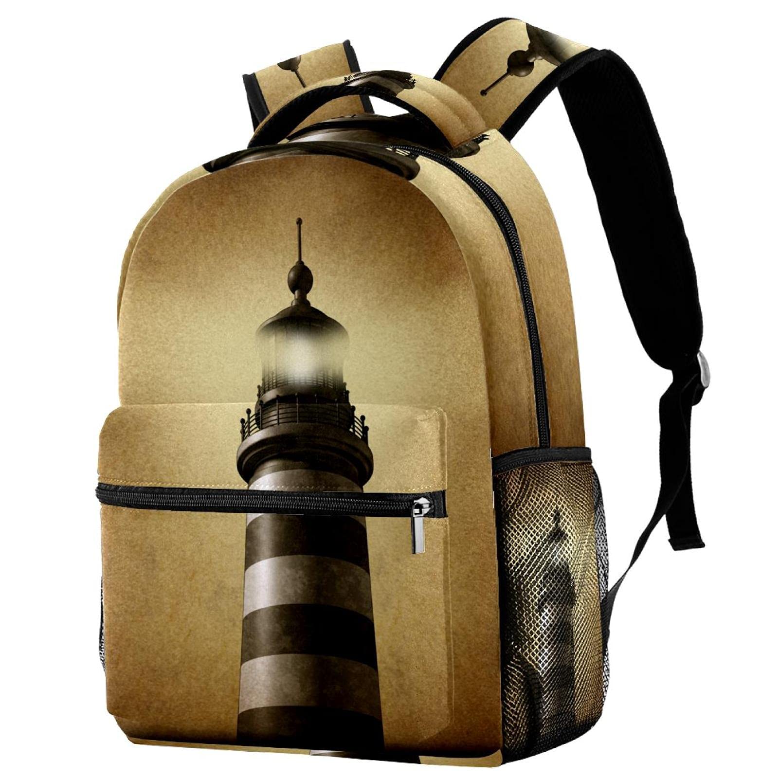 JAVENPROEQT Retro Glowing Lighthouse Laptop Backpack - Waterproof Business Backpack for Work, Travel, College & School - Stylish USB Charging Port Backpack for Commuters & Students (15.6 Inch) | Perfect for Office, Campus & Daily Use