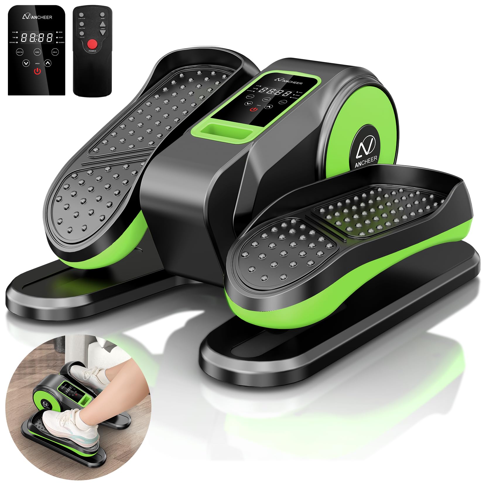 ANCHEER Under Desk Elliptical Machine - 12-Speed Adjustable Quiet Portable Leg Exerciser for Seniors & Office Workers with Remote Control - Perfect for Home Office, Physical Therapy & Low-Impact Workouts