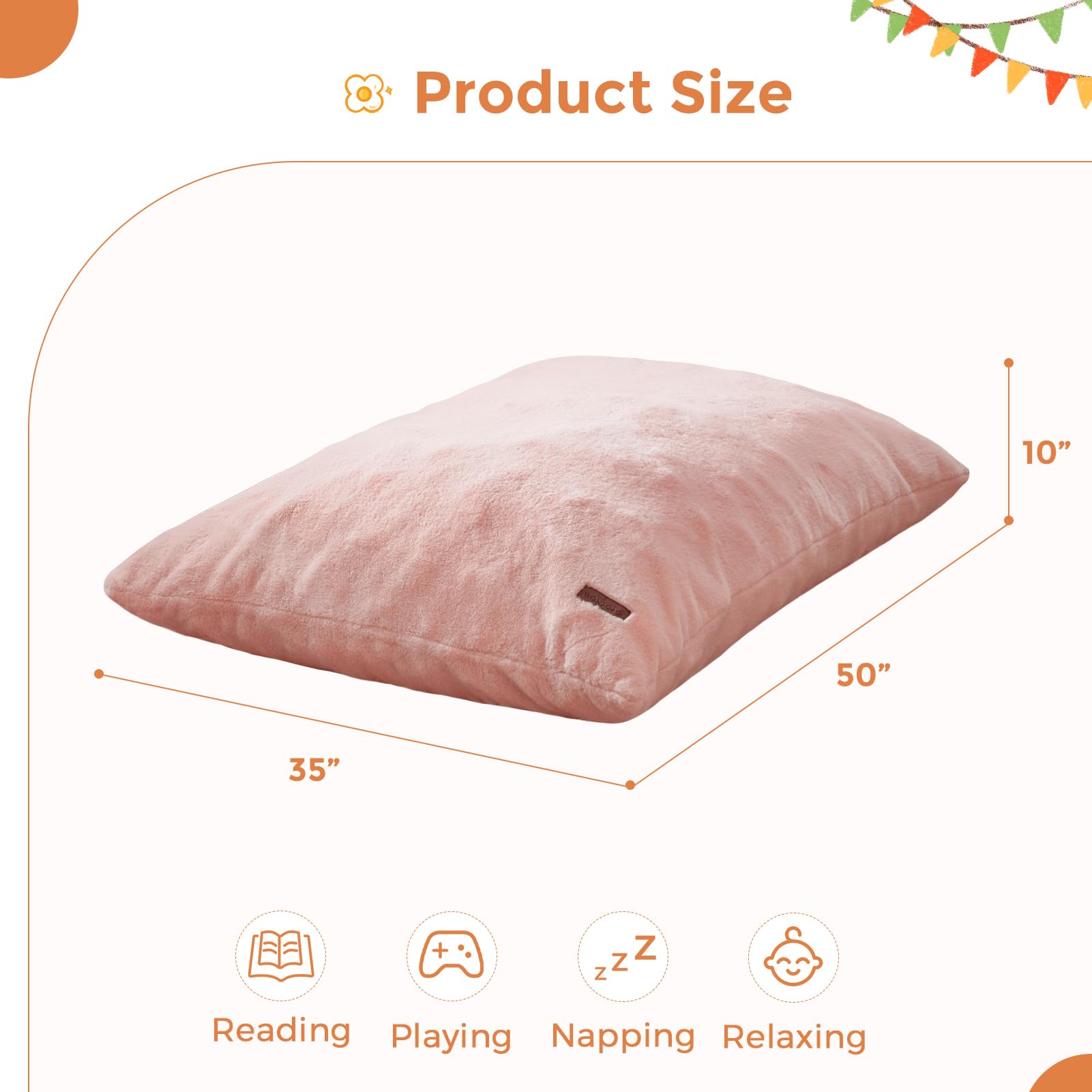 MAXYOYO 3-in-1 Kids Bean Bag Chair Bed - Convertible Faux Fur Floor Sofa for Children, Gaming & Reading (Pink) | Perfect for Bedroom, Playroom & Dorm Room Comfort