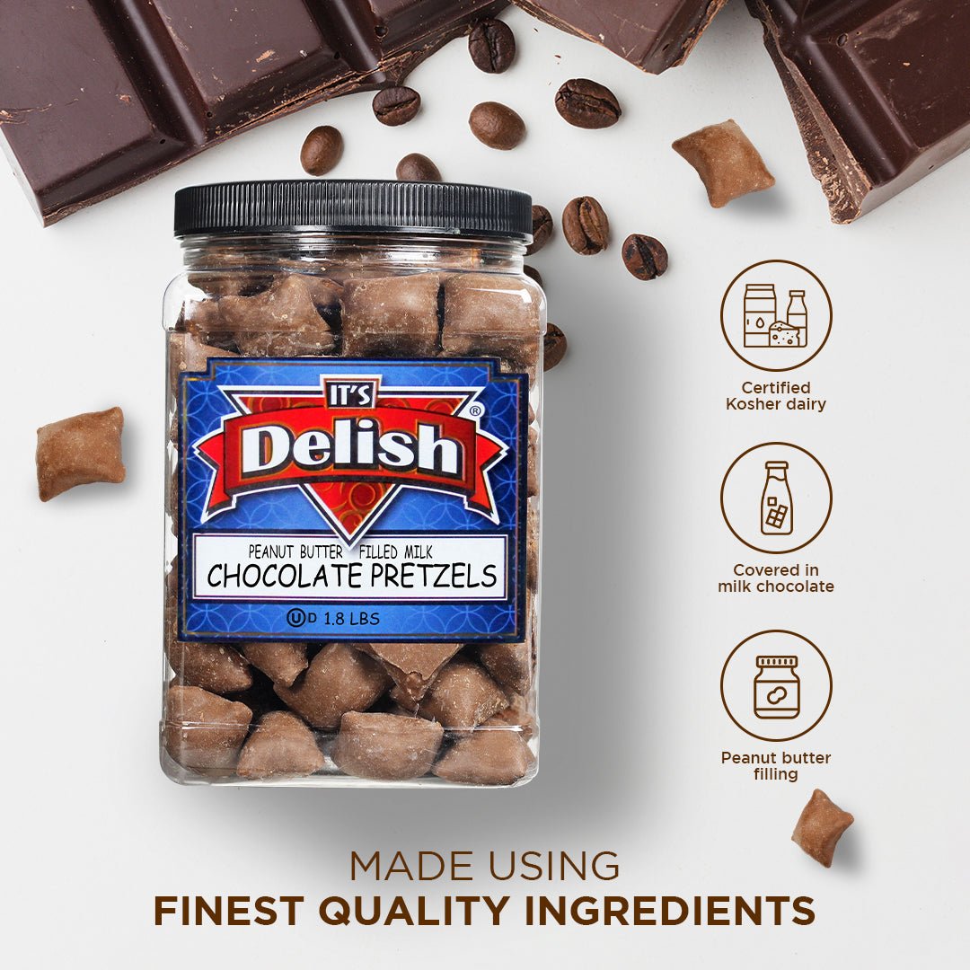Delicious Milk Chocolate Covered Pretzels with Peanut Butter Filling - 1.8 Lb Jumbo Size Bag | Perfect for Snacking, Gifts & Party Treats