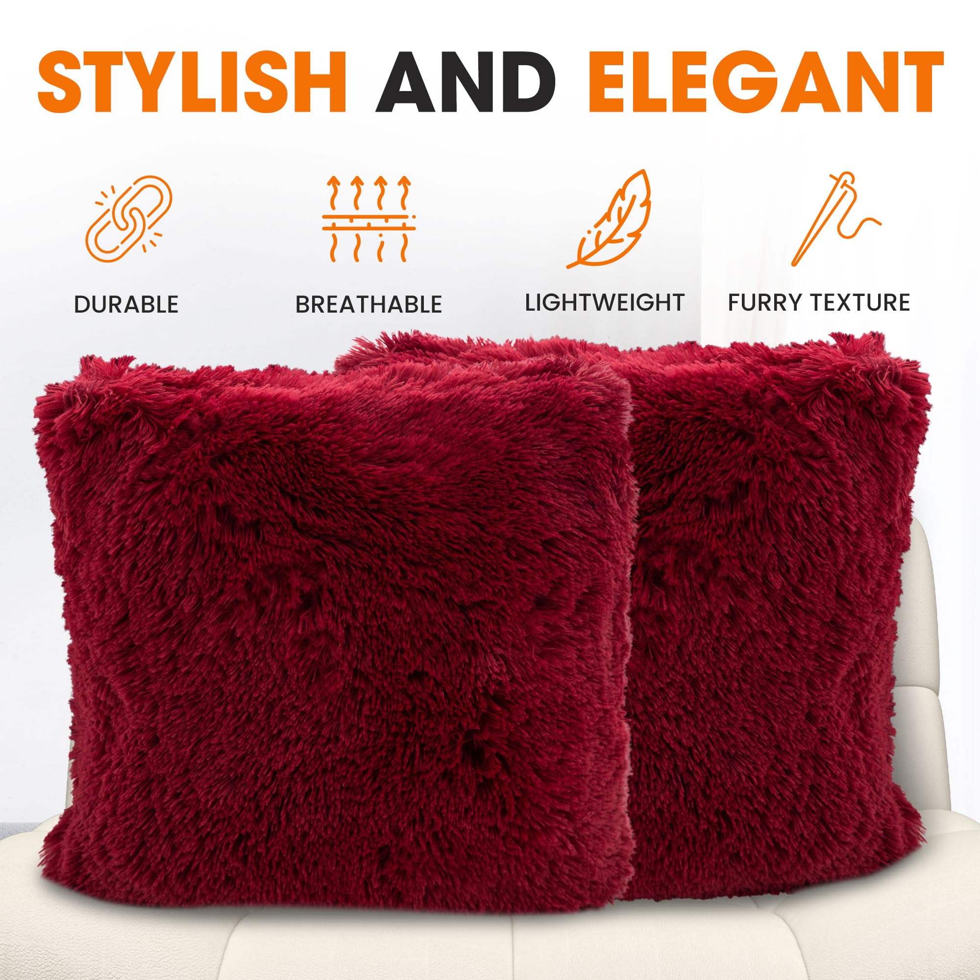 Soft Shaggy Throw Pillows for Couch & Bed - 18