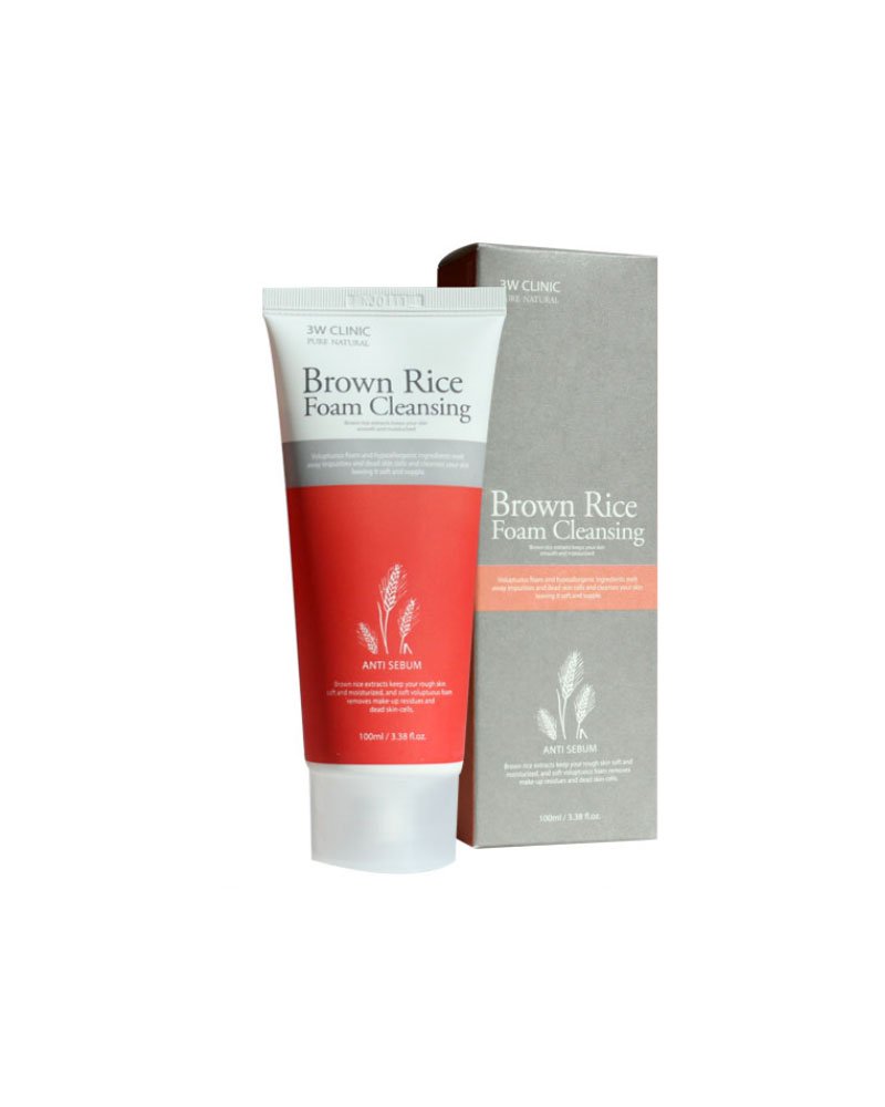 3W Clinic Brown Rice Foam Cleanser - Gentle Exfoliating Face Wash for Sensitive Skin | Perfect for Daily Skincare Routine & Makeup Removal