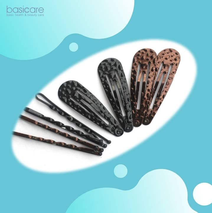 Basicare 4-Pack Snap Hair Clips + 4 Bobby Pins Set - Non-Slip Metal Hair Barrettes for Women, Girls & Kids - Perfect for School, Work, Parties & Everyday Hairstyles