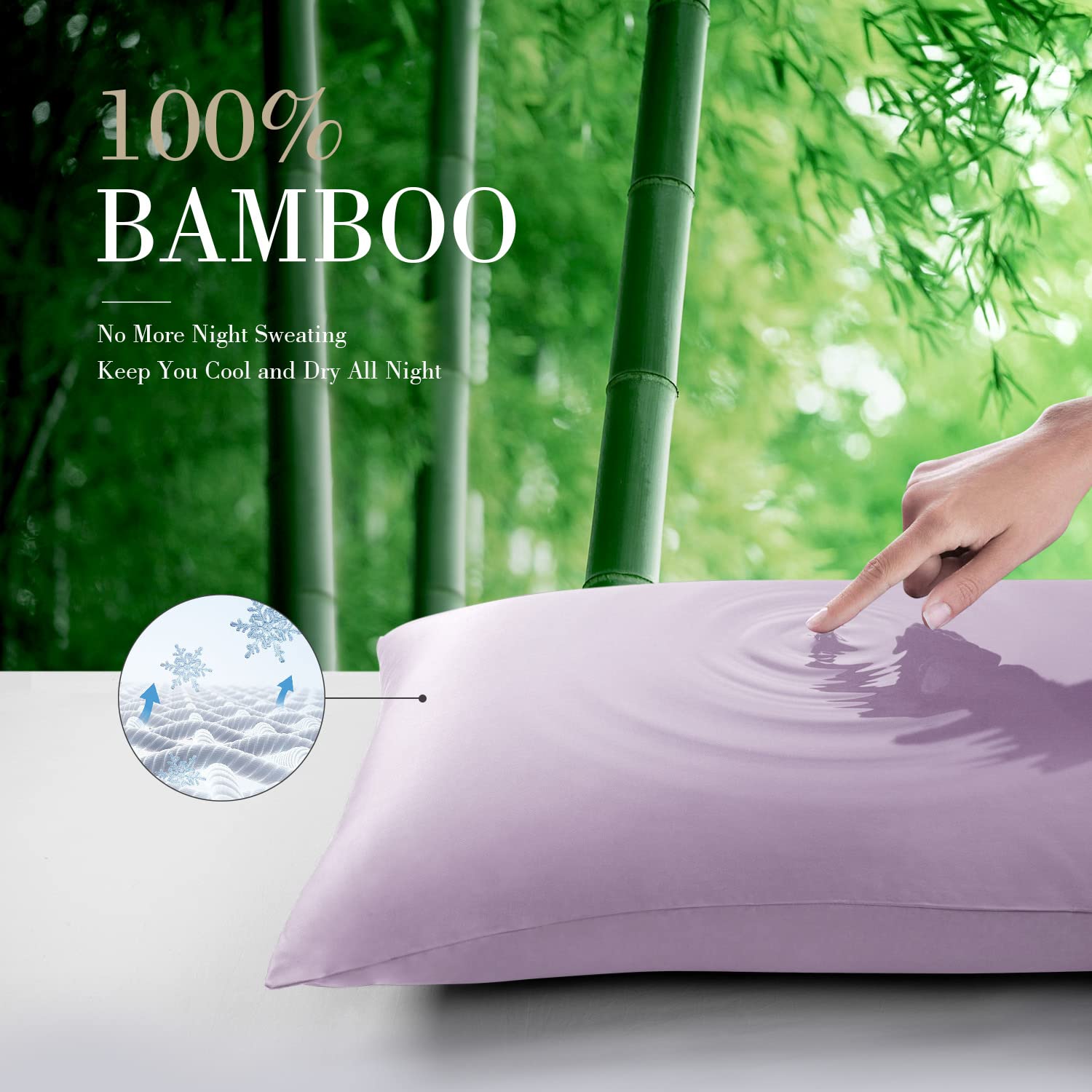 Light Purple Cooling Pillowcases - 2 Pack (20x36 Inches) for Hot Sleepers & Night Sweat Relief - Breathable & Soft Bedding for Better Sleep