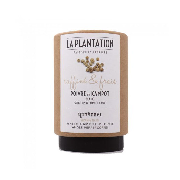Organic White Kampot Pepper Whole Peppercorns by La Plantation - 50g | Premium Cambodian Spice for Gourmet Cooking, Steak Seasoning & Asian Cuisine