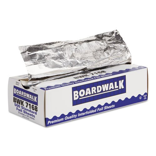 Boardwalk® Pop-Up Aluminum Foil Sheets BWK 7168 - Pre-Cut Disposable Foil Sheets for Grilling, Baking & Food Storage - Perfect for BBQs, Camping & Kitchen Use