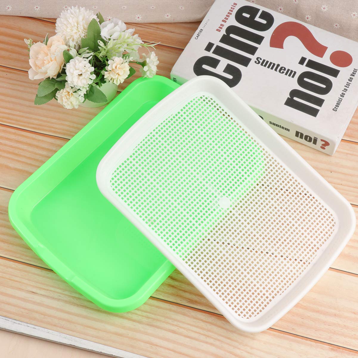 Premium Food Grade Seed Sprouter Tray Set - 1 PC Wheatgrass Grower Kit with Seed Tray, Water Tray & Paper Growing Trays for Indoor Gardening, Microgreens, Sprouts & Healthy Home Farming