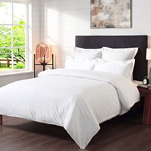 Luxury 3-Piece Duvet Cover Set - 100% Pure Giza Cotton 1500 Thread Count King Size Bedding with Button Closure & Corner Ties (Cal King/King, White) - Perfect for Master Bedroom & Guest Room Decor