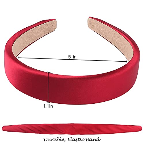 Belicia 4 Pack Matte Silk Headbands for Women & Girls - Wide Elastic Non-Slip Hair Bands in Solid Colors | Perfect for Workouts, Yoga, Running, and Everyday Styling