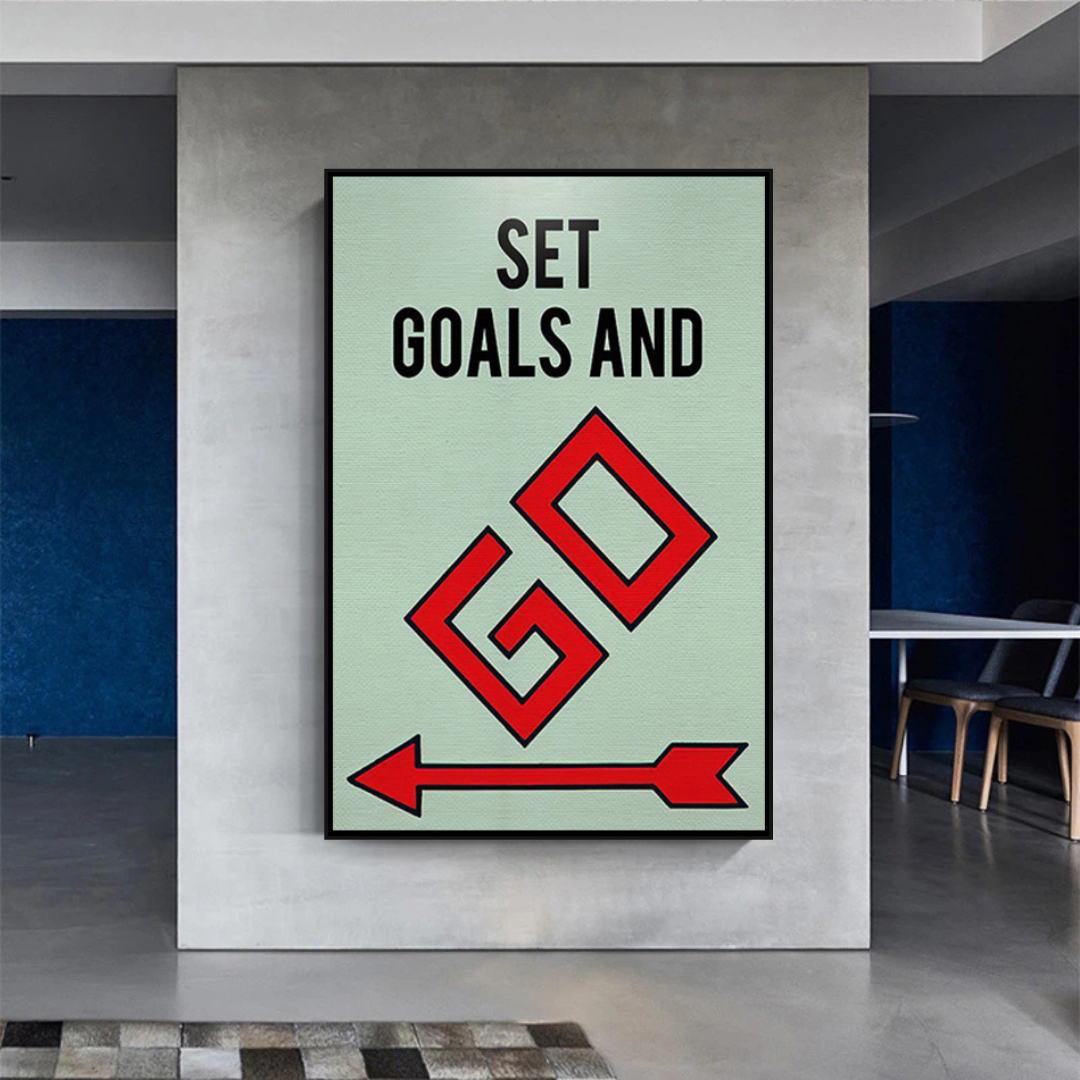 Alec Monopoly Set Goals and Go Play Card - Canvas Wall Art Decor for Home, Office & Game Room - Perfect Gift for Art Lovers & Board Game Fans