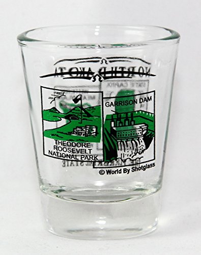North Dakota State Scenery Green Shot Glass - 1.5oz Mini Whiskey Glass for Parties, Gifts & Collectibles | Perfect for Bourbon, Tequila & Liquor Tasting