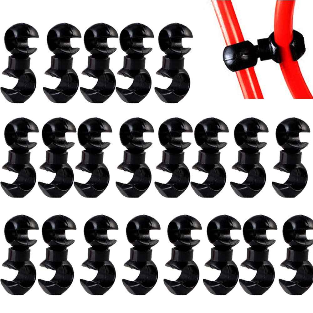 20PCS Bike Cable Clips - Plastic Bicycle Brake & Gear Housing Rotating S-Hook Clips for MTB, Road Bikes - Secure Fixing Holder & Guide - Perfect for Cable Management & Organization