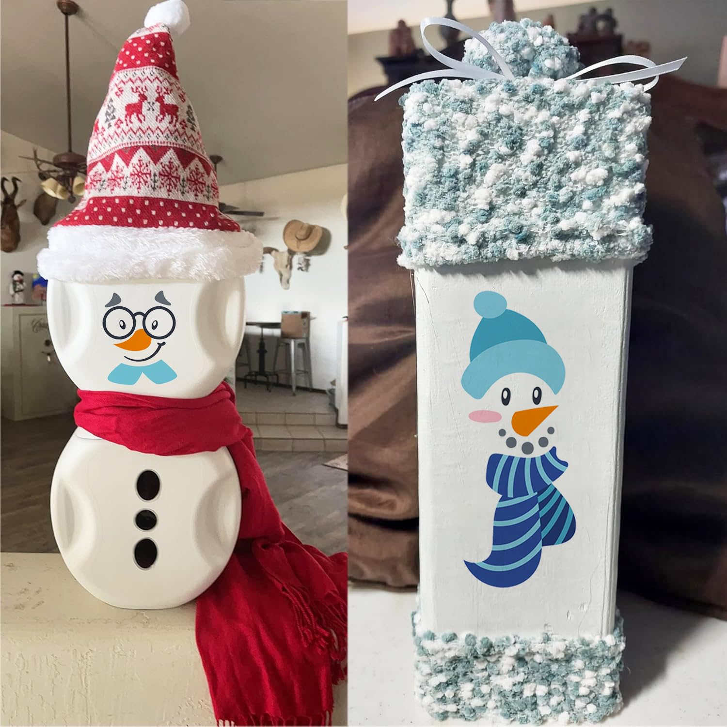 Christmas Snowman Face Wall Stickers - Peel & Stick Holiday Wall Decals for Kids Room, Nursery, Classroom, Door & Window Decor | Festive Winter Home Décor for Bedroom & Furniture