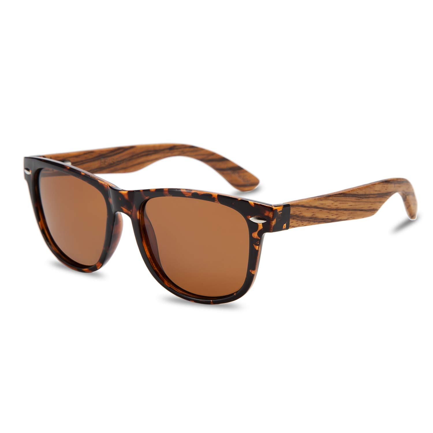 Karsaer Polarized Walnut Wood Sunglasses for Men & Women - UV Protection, Lightweight & Stylish - Includes Wooden Case K6448 - Perfect for Outdoor Activities, Beach, Driving & Fashion Accessories