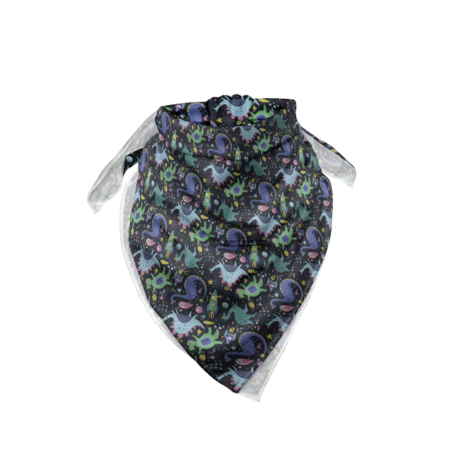 Ambesonne Dragon Bandana - Space Themed Dinosaur & Planets Print - Unisex Head Scarf & Neck Tie for Cosplay, Costume Parties & Outdoor Adventures