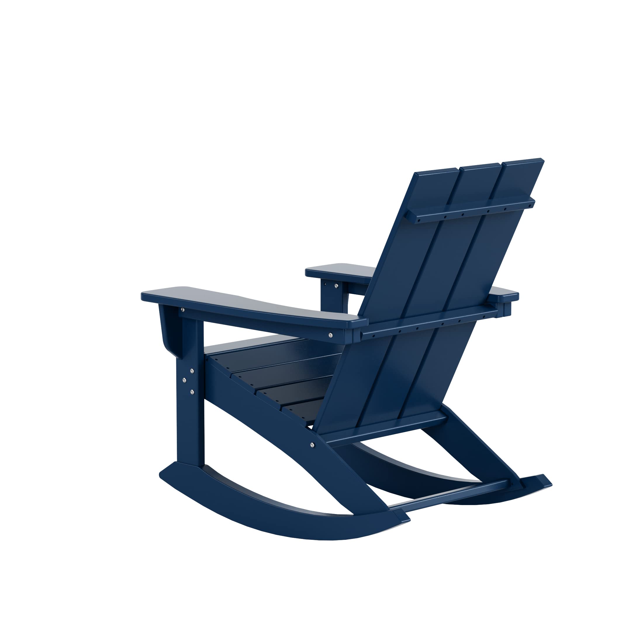 WO Home Furniture 4-Piece Patio Rocking Chair Set - Modern Outdoor HDPE UV-Resistant Rocking Chairs (Navy Blue) for Garden, Porch, Deck & Backyard Relaxation