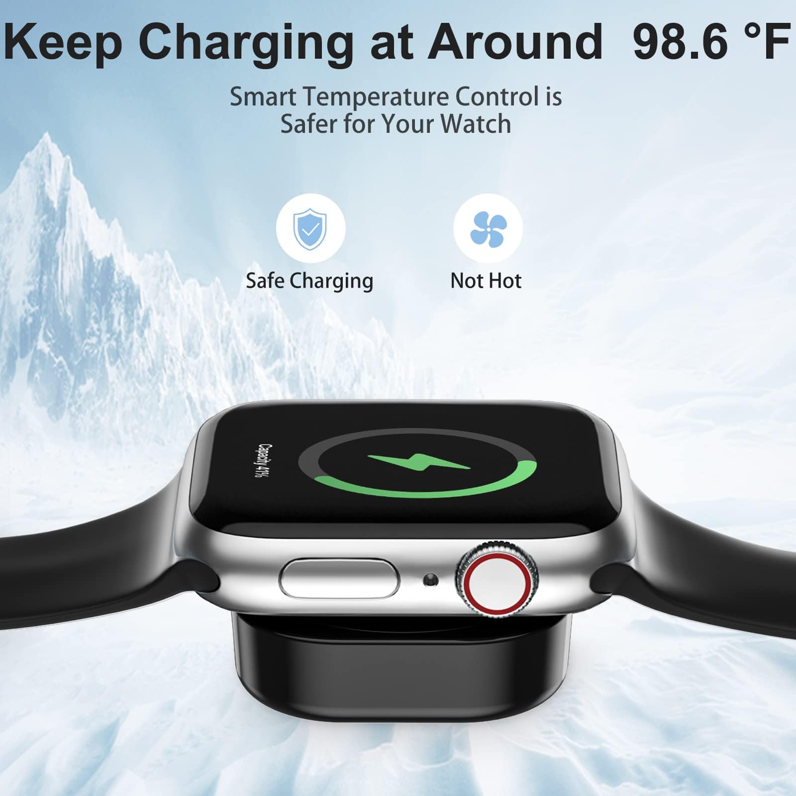 Fast Charging Magnetic USB Cable for Apple Watch Series 9/8/7/6/5/4/3/2/SE/SE2/Ultra - 1.6ft (0.5M) Durable Charger Cord - Black | Perfect for Home, Office & Travel Charging
