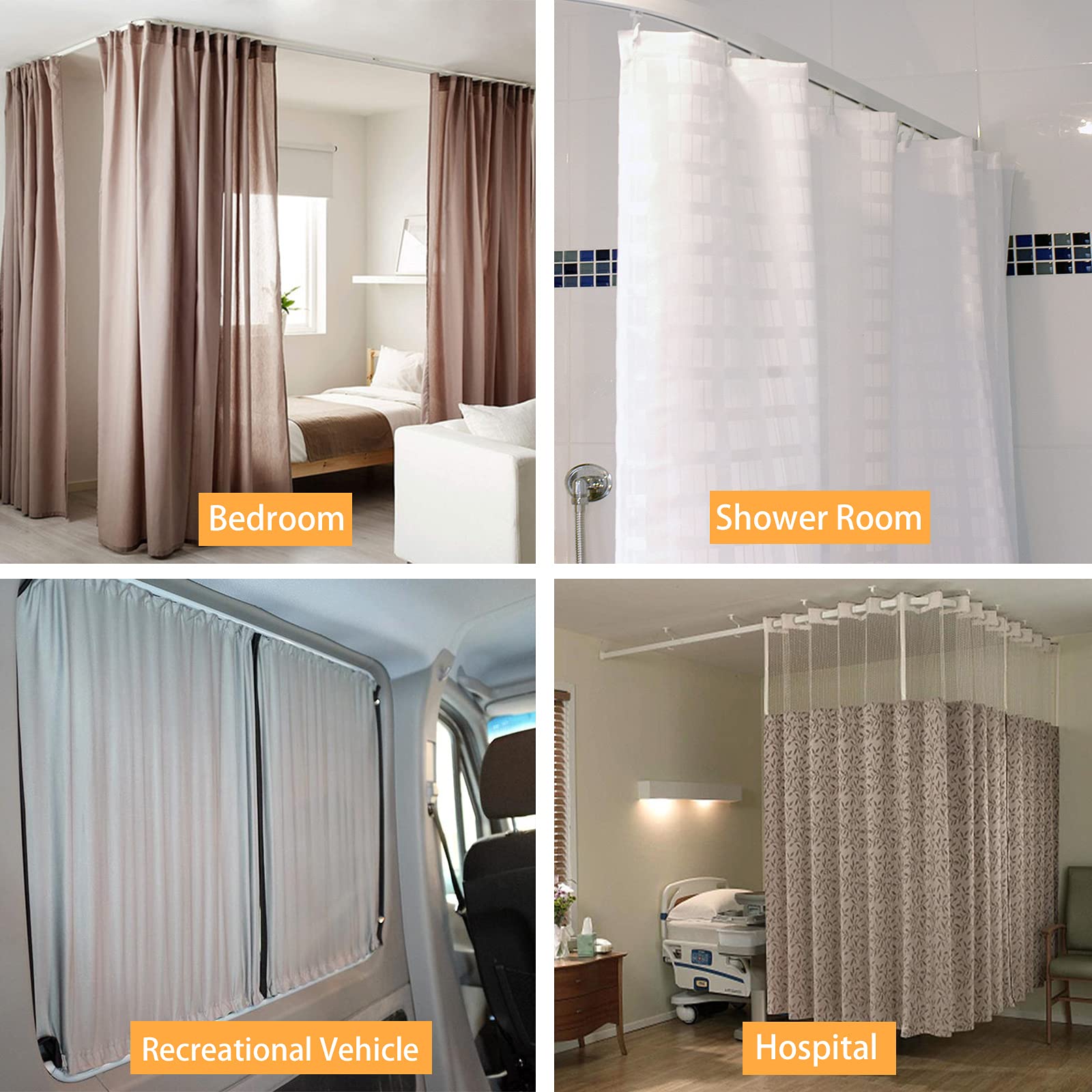 Flexible Ceiling Curtain Track - 23 Ft Bendable Curved Rail with Silent Rollers for Shower, Bay Window, RV, Room Divider | Easy Installation & Durable Design for Home, Office & Dorm Decor