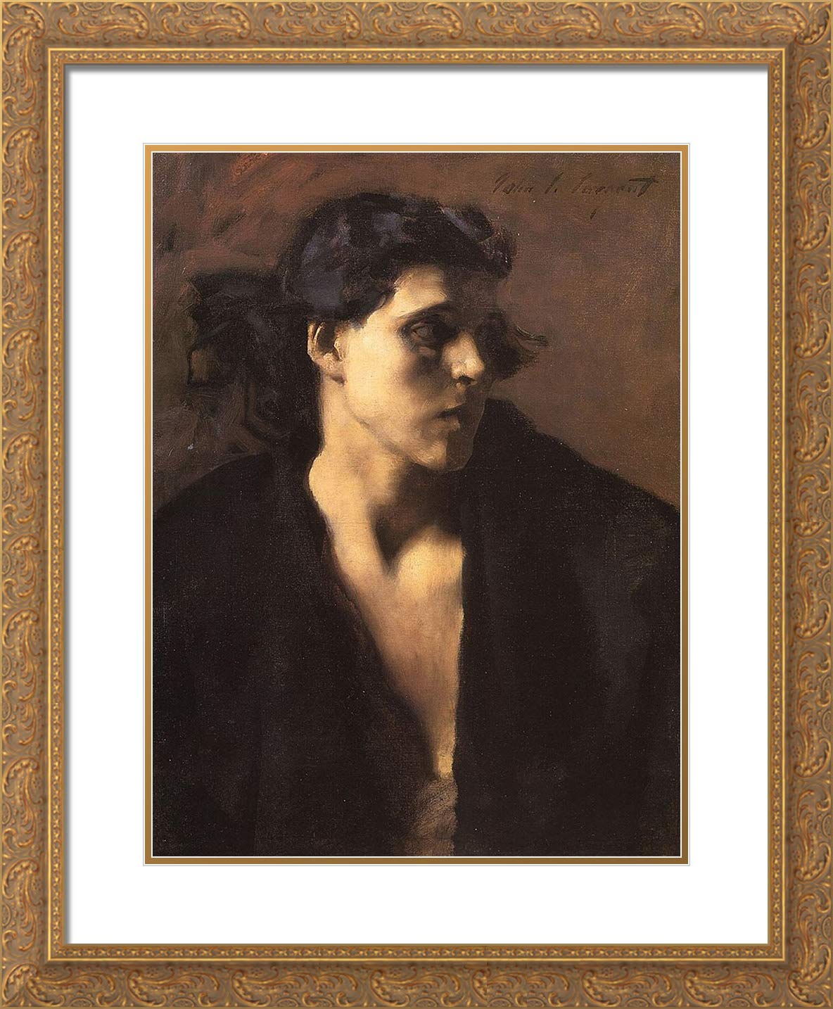 John Singer Sargent 'A Spanish Woman' 15x17 Inch Gold Ornate Framed Museum Art Print with Double Mat - Perfect for Living Room, Bedroom, or Office Wall Decor