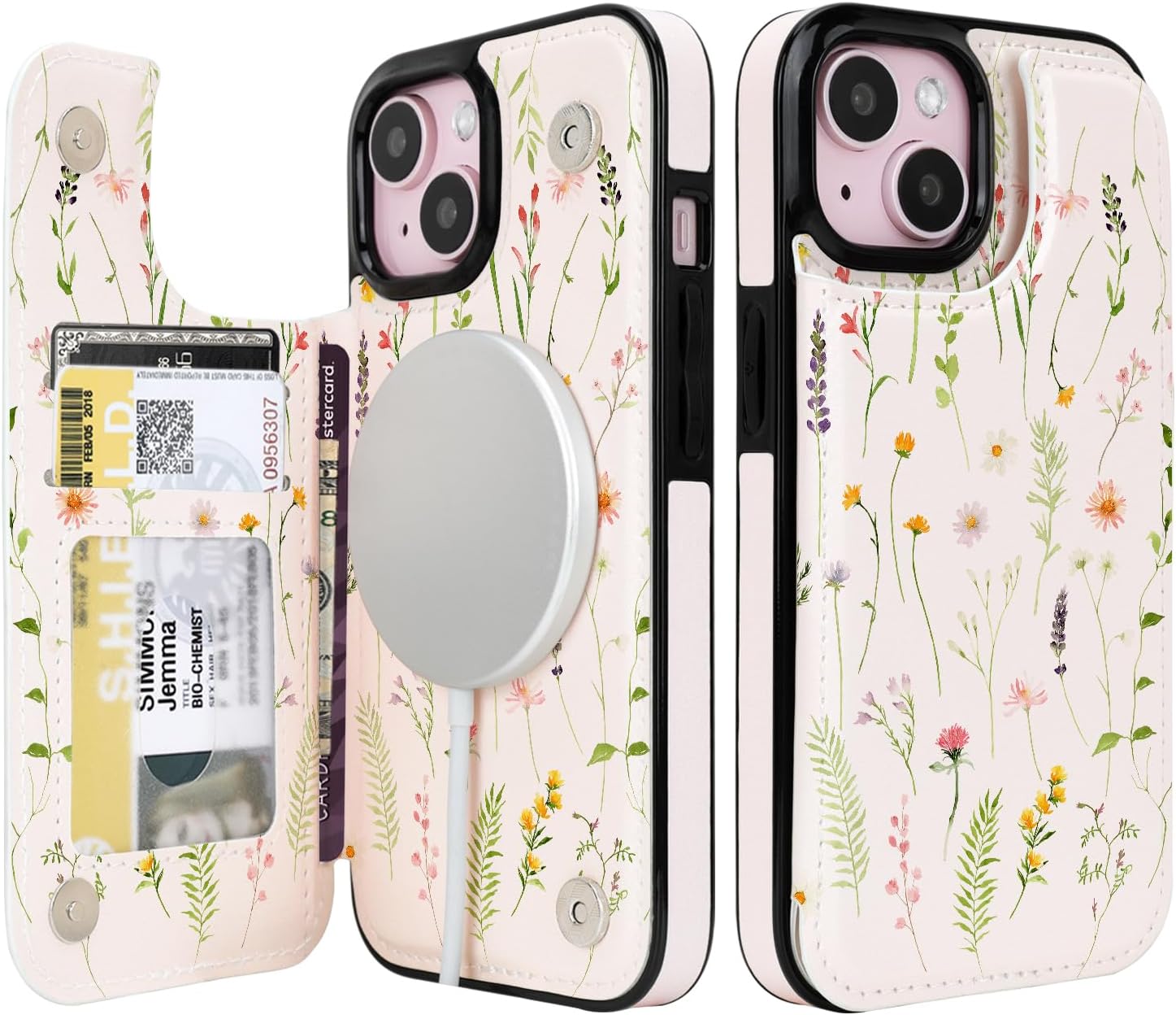 iPhone 15 Plus Wallet Case with Card Holder Slots - PU Leather Folio Flip Cover with Kickstand & Double Magnetic Clasp | Perfect for Daily Commute, Business Meetings & Travel Protection