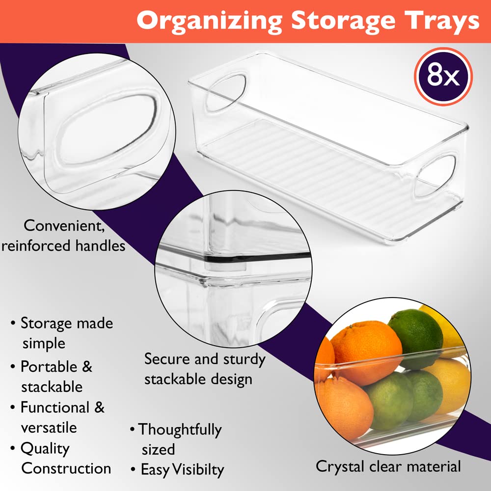 ClearSpace 8-Pack Plastic Pantry & Fridge Organizer Bins – Durable Kitchen Storage Solution for Efficient Food Organization at Home