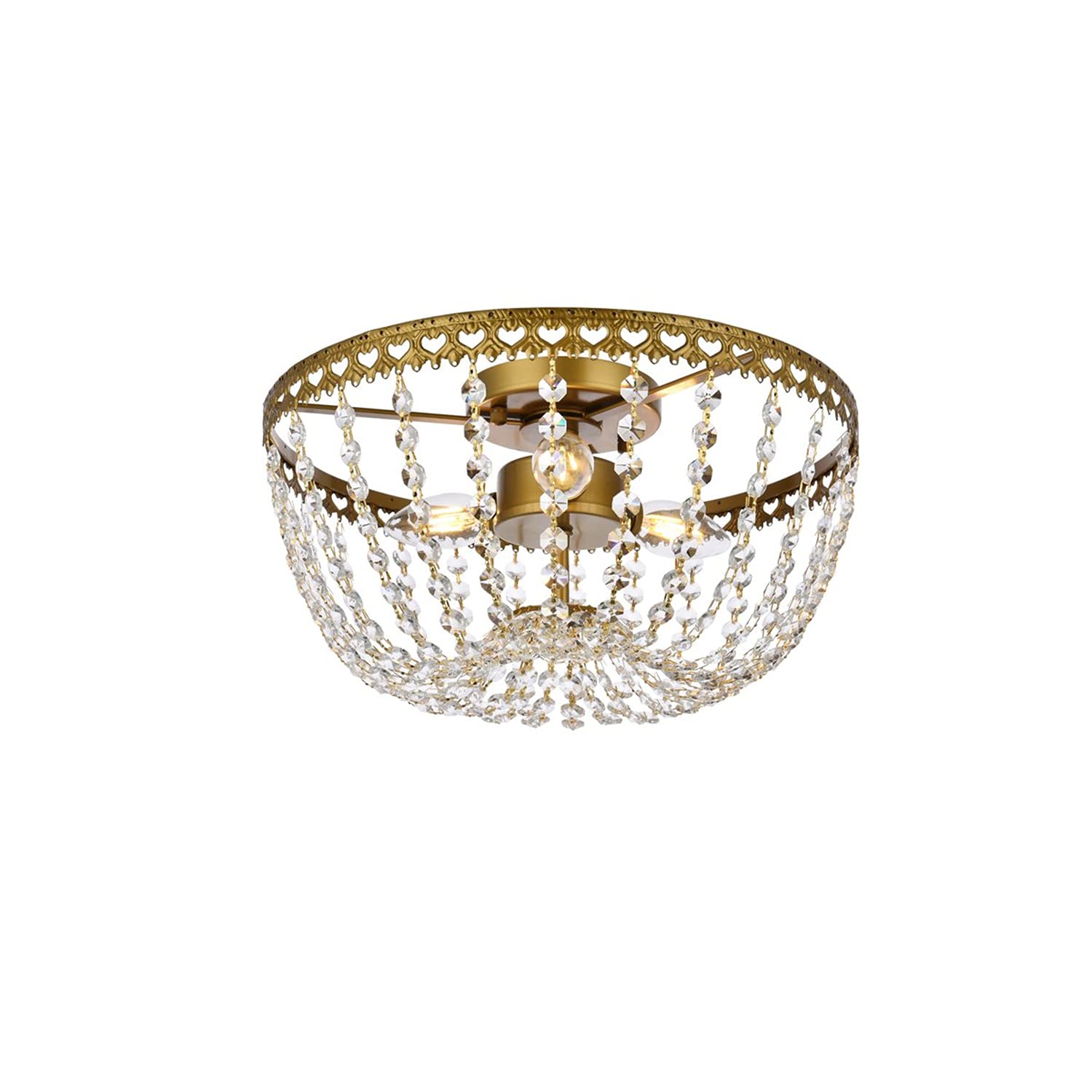 14 Inch Brass Flush Mount Ceiling Light - Modern Indoor Home Decor for Living Room, Bedroom & Kitchen | Energy-Efficient Bright Lighting Fixture