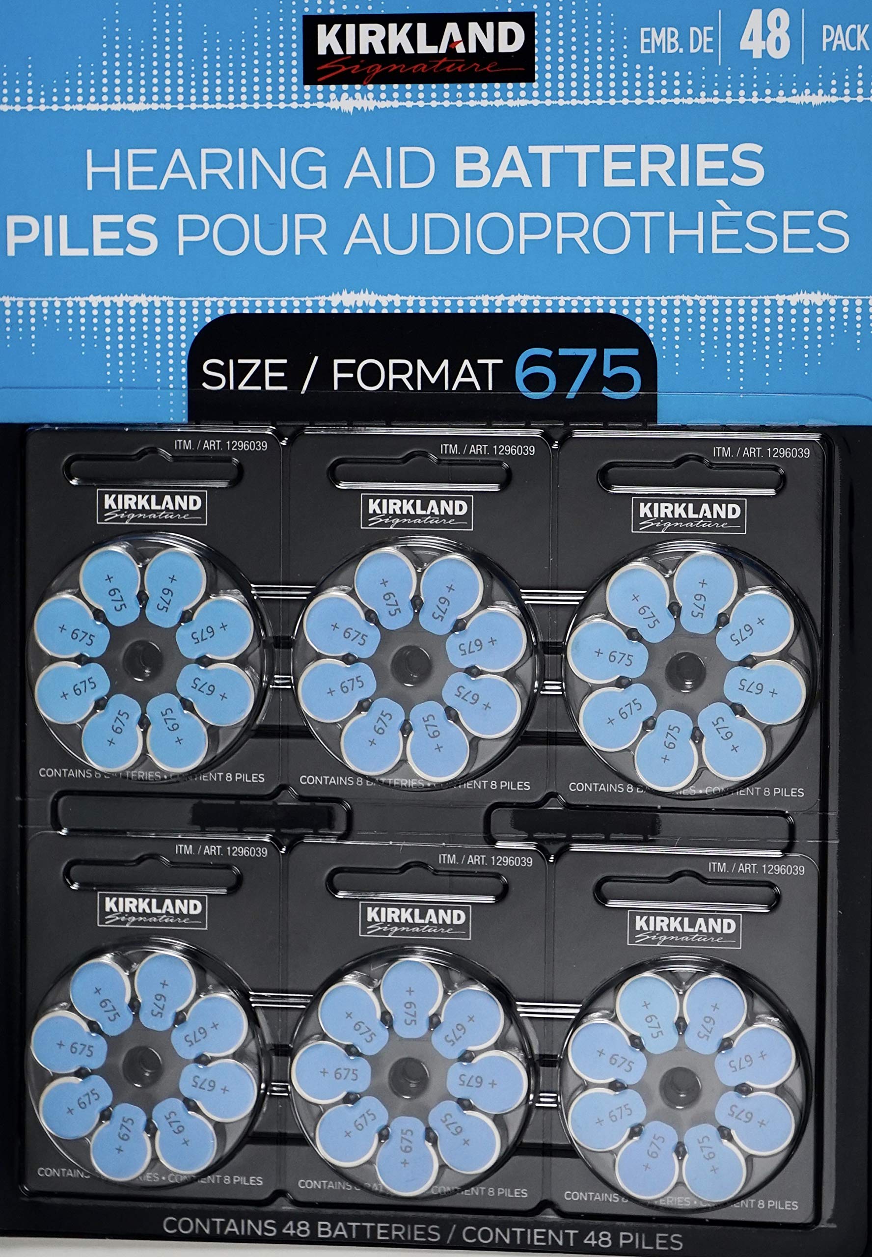 Kirkland Signature 675 Zinc Air Hearing Aid Batteries - 48 Pack | Long-Lasting Power for Hearing Aids & Assistive Devices | Perfect for Travel, Work & Daily Use