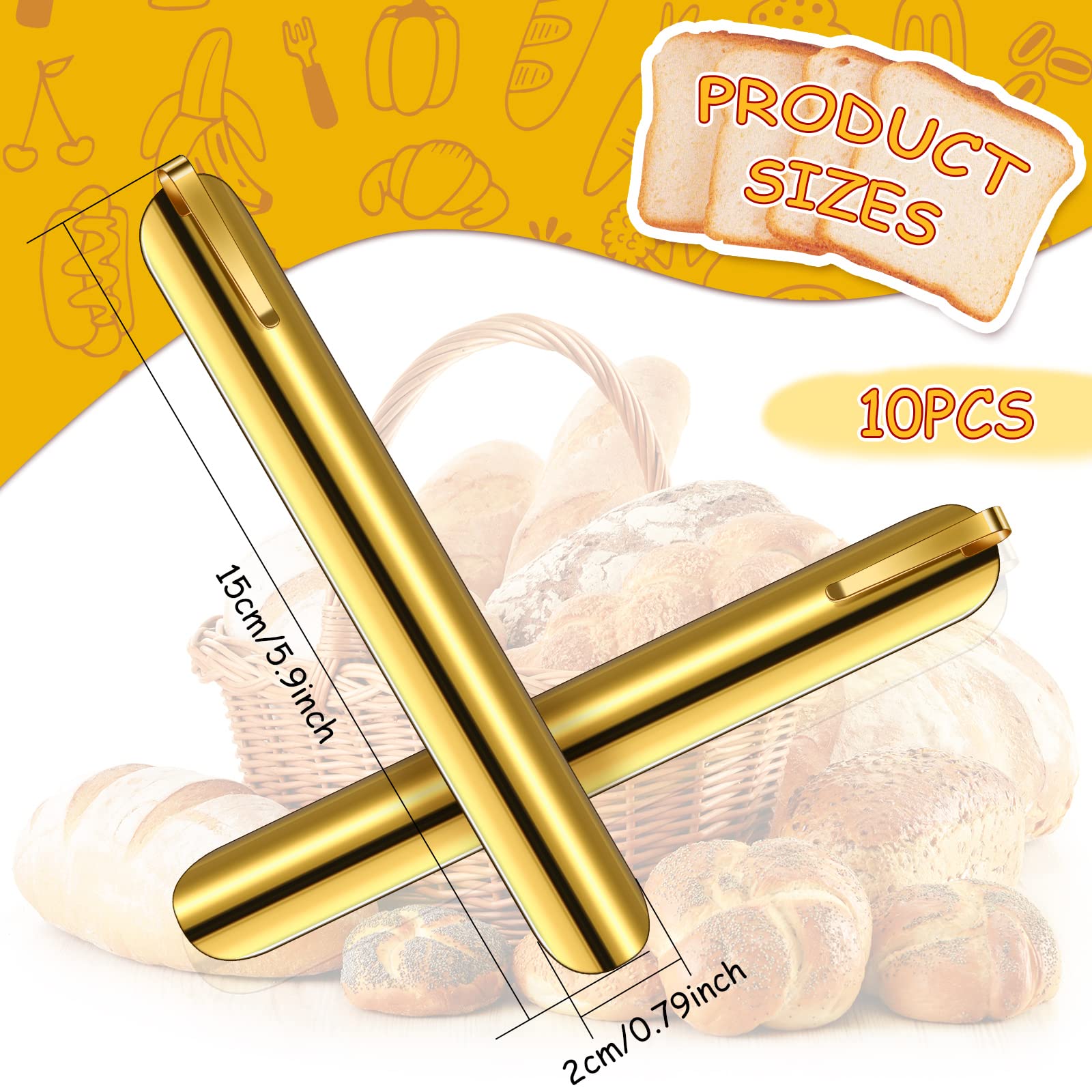 Stainless Steel Table Crumber for Restaurants & Homes - Gold Bread Crumb Sweeper for Servers, Waiters & Waitresses - Perfect for Cleaning Tablecloths, Crumbs & Food Debris - Ideal for Dining Tables, Buffets & Catering Events (10-Pack)