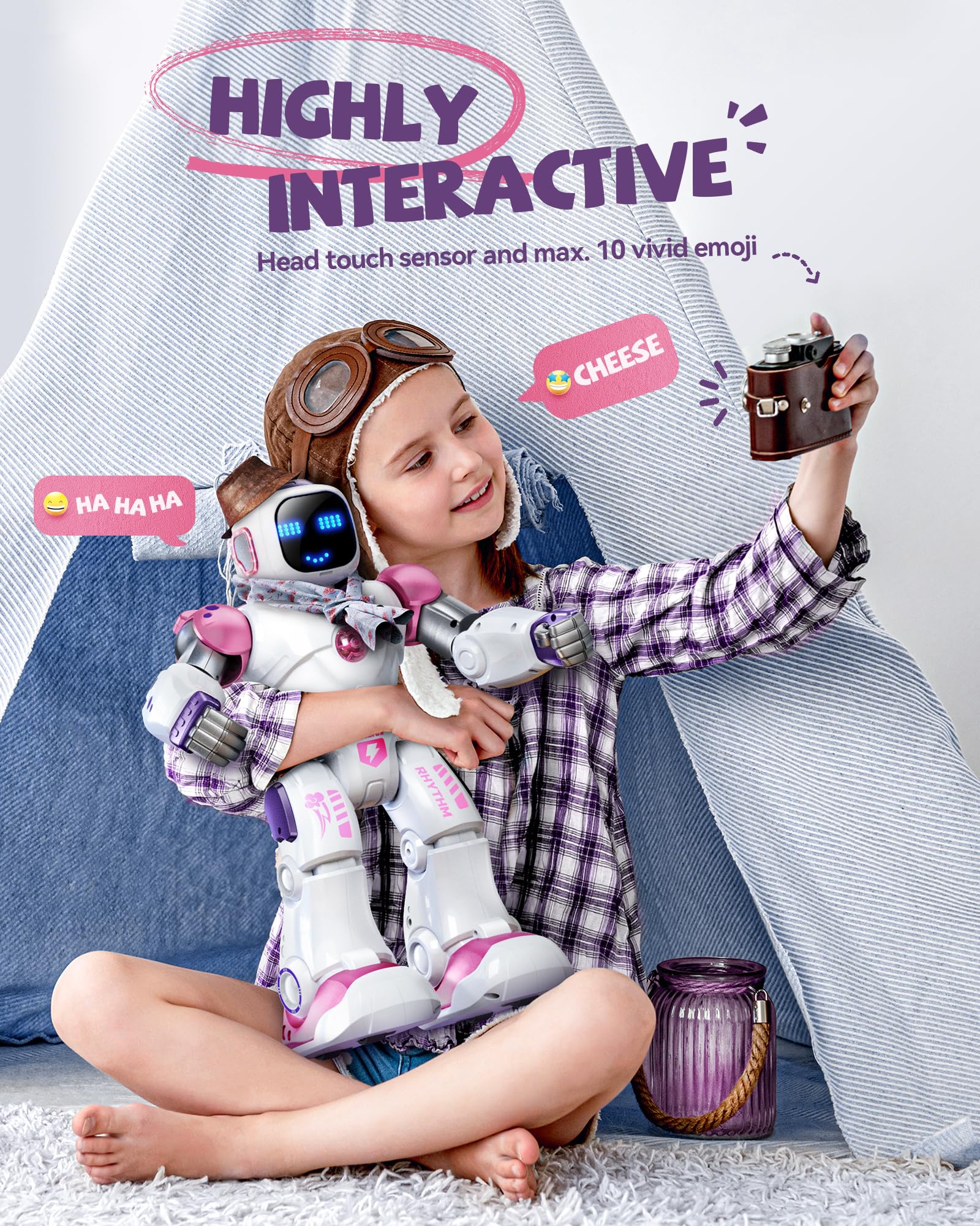 Ruko 1088 Smart STEM Programmable Robot Toy for Kids Ages 4-9 - Interactive RC Robot with Voice & App Control, Educational Gift for Boys & Girls (Pink) | STEM Learning, Birthday Gifts & Interactive Playtime