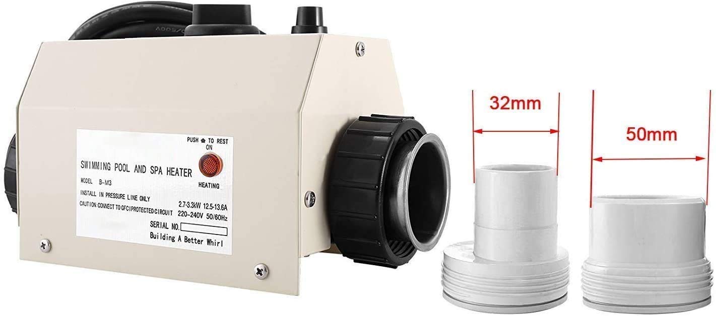 3KW 220V 240V Electric Water Heater Thermostat for SPA, Bath & Swimming Pool - Premium Portable Pool Heater Pump with High-Quality Temperature Control - Perfect for Home, Hotel and Outdoor Use