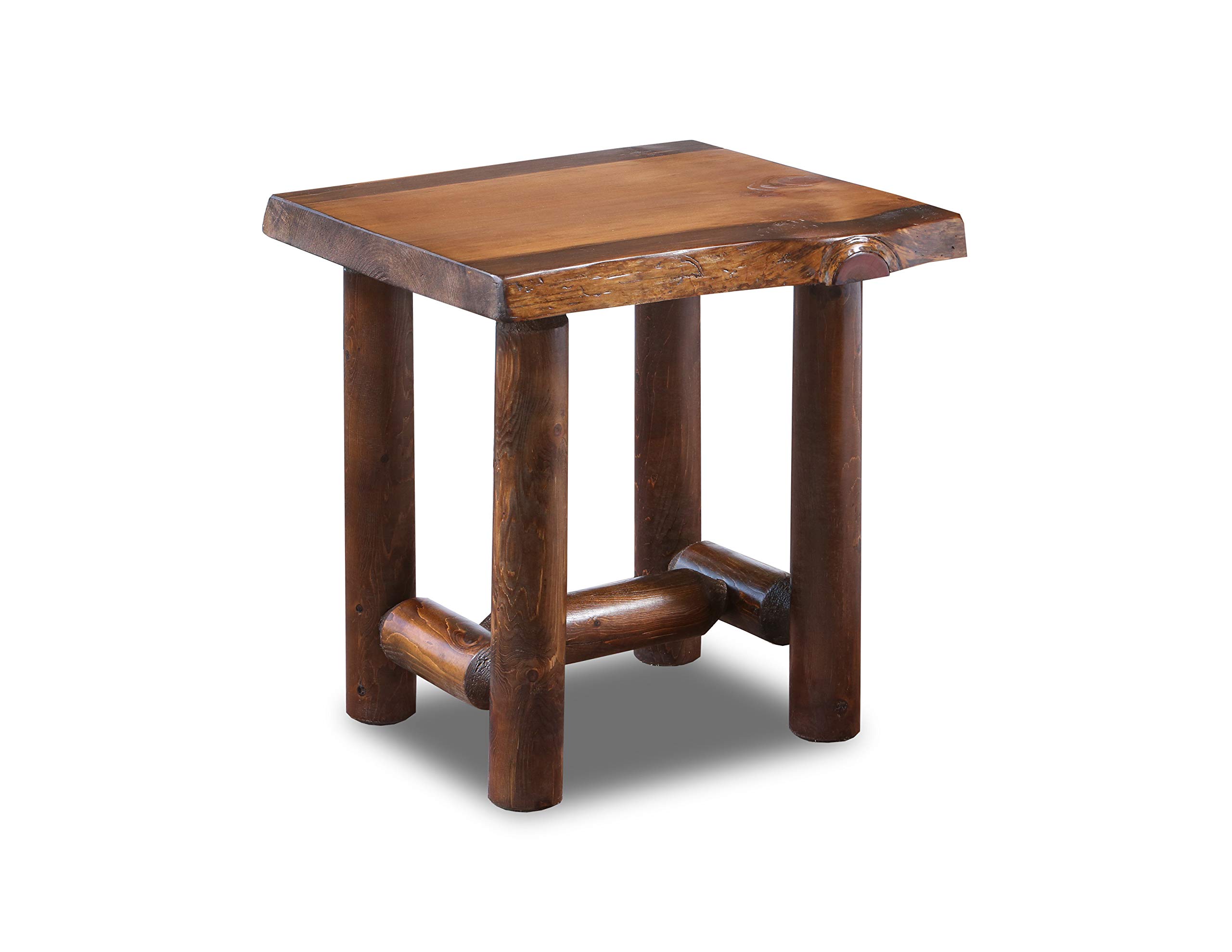 Rustic Live Edge Wood End Table - Small Honey Pine Nightstand or Side Table for Bedroom, Living Room | Handcrafted Solid Wood Furniture for Home Decor