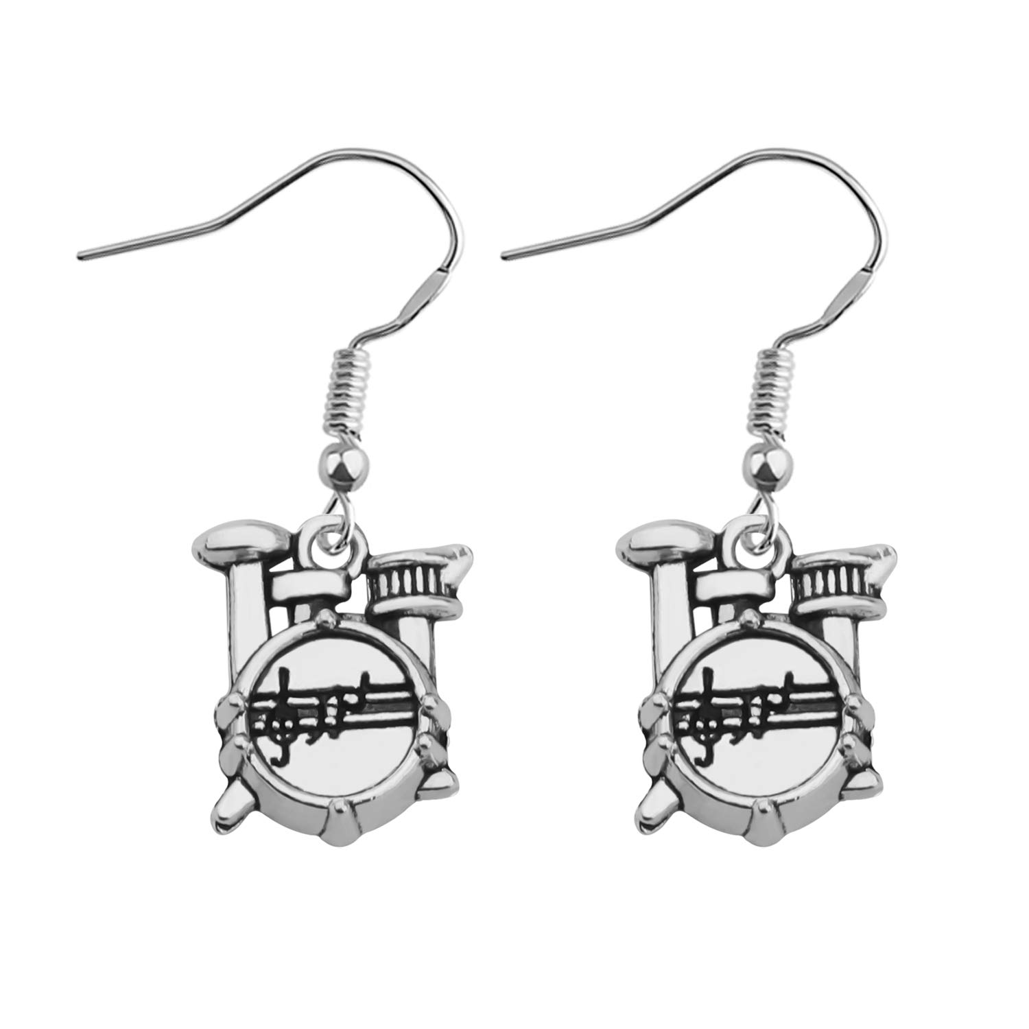 CHOORO Drummer Jewelry - Drum Kit Charm Earrings for Musicians & Band Gifts | Percussion-Themed Accessories for Drum Players, Music Lovers & Concert Goers