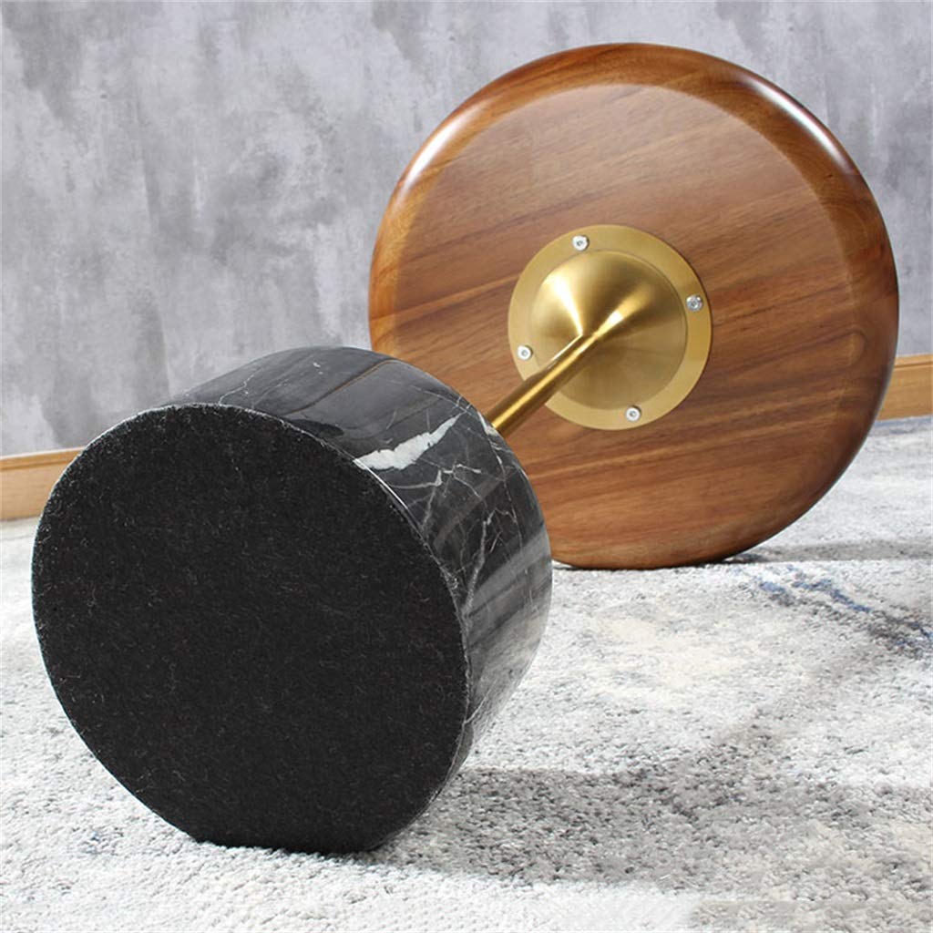 Modern Round Coffee Table & Nightstand - Rubber Wood with Stainless Steel Bracket & Marble Feet for Living Room, Bedroom, Office - Perfect for Coffee, Reading & Decor