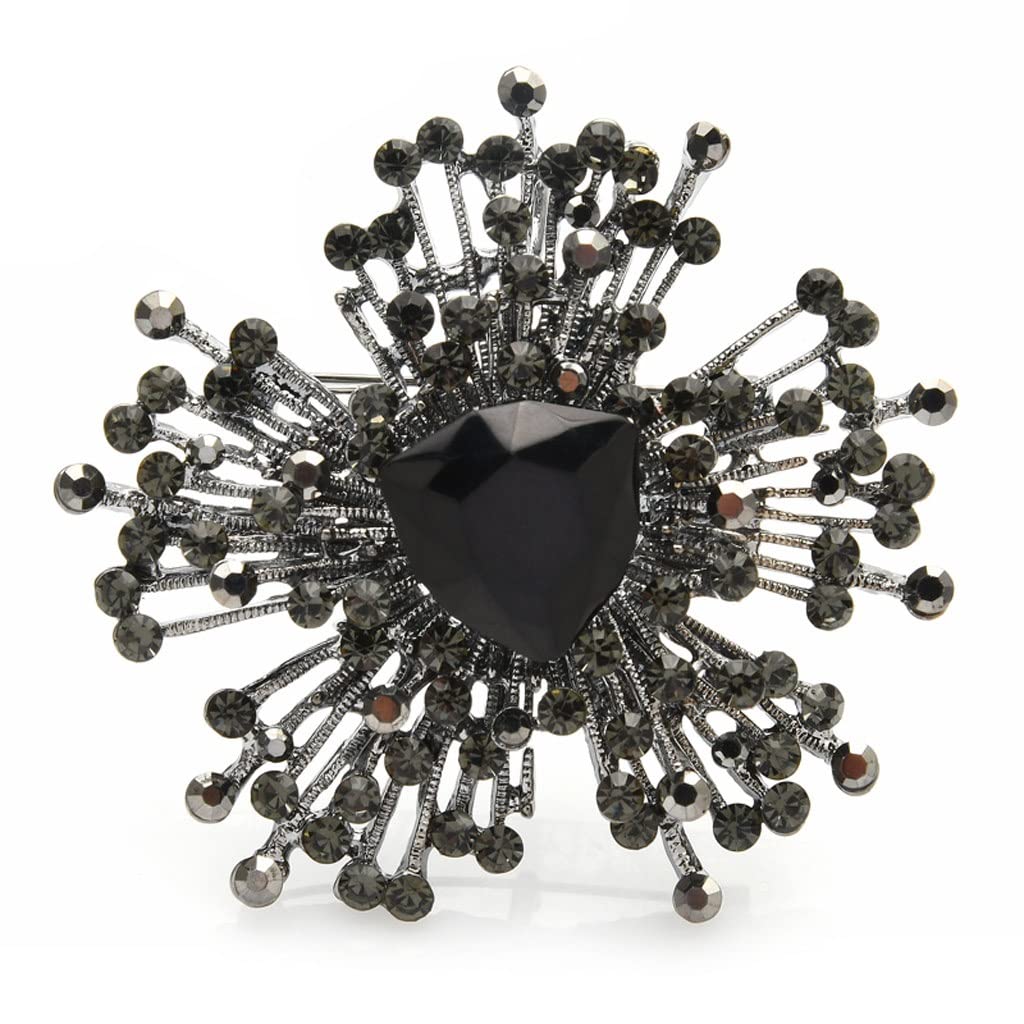 Elegant Crystal Flower Brooch Pins for Women & Men - Vintage Floral Lapel Pin Set in 3 Colors - Perfect for Office, Party & Formal Occasions (Color: B)
