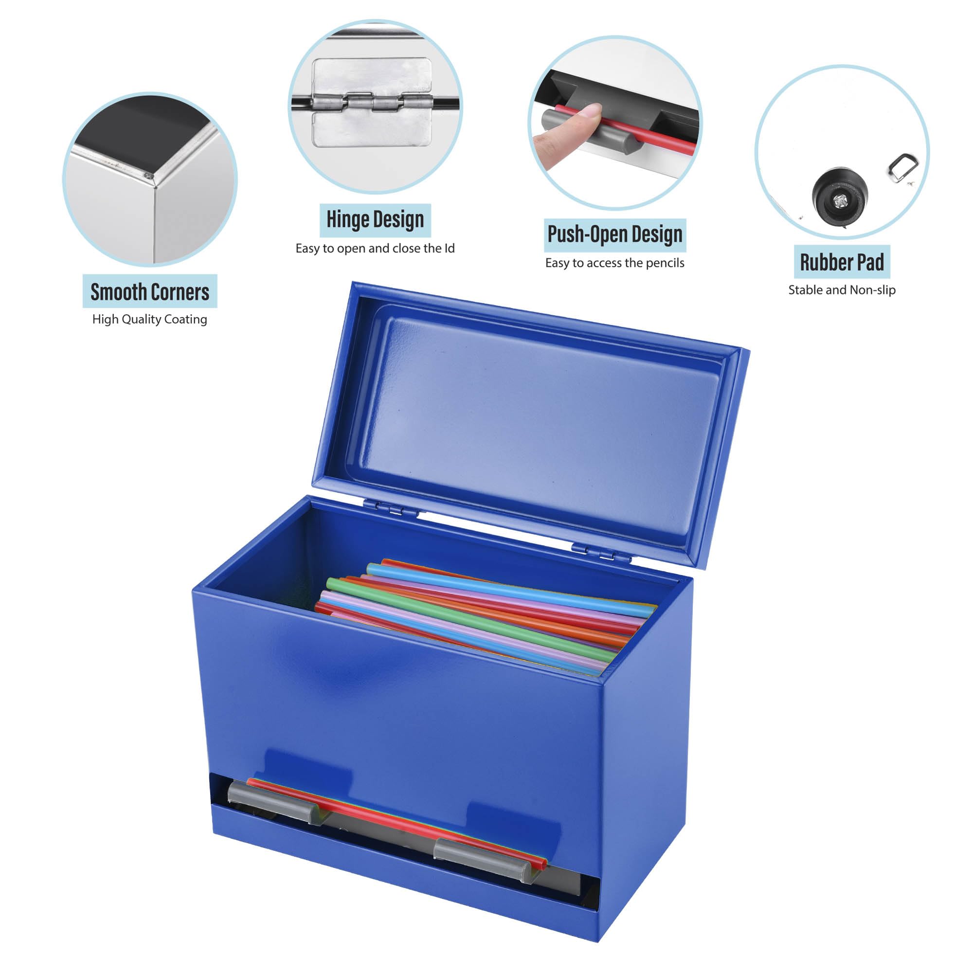 2Fold Stainless Steel Straw Dispenser - Eco-Friendly Drinking Straw Holder for Bulk Paper & Plastic Straws - Includes Custom Label Stickers (Blue) | Perfect for Restaurants, Cafes & Home Use