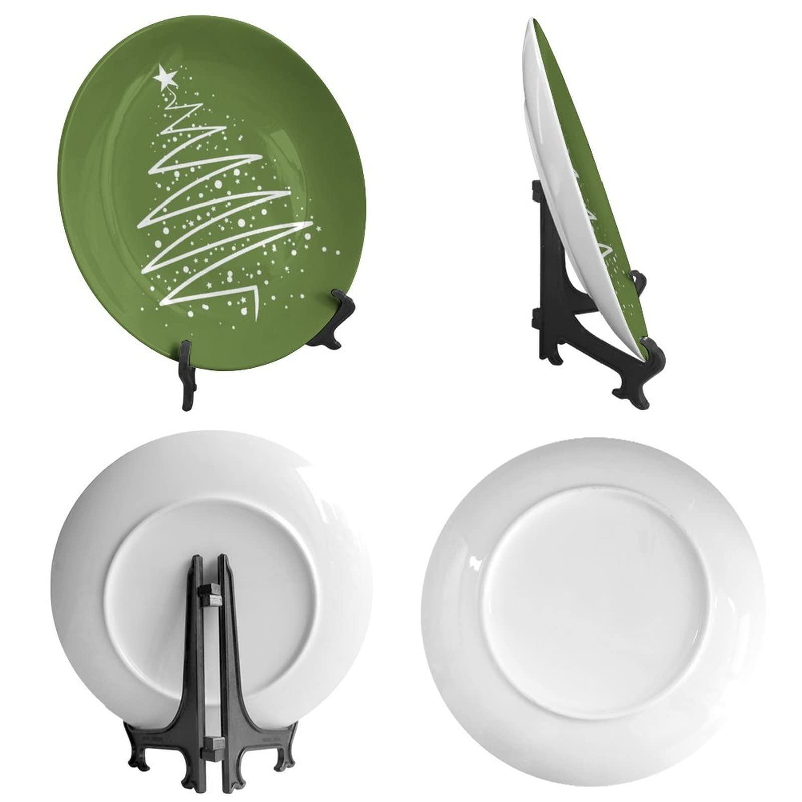 Christmas Ceramic Decorative Plates - 10inch Holiday Tableware with Simple Christmas Tree Design for Dining, Living Room, Bedroom & Bathroom Decor - Perfect for Festive Table Settings, Gift Giving and Seasonal Home Decoration