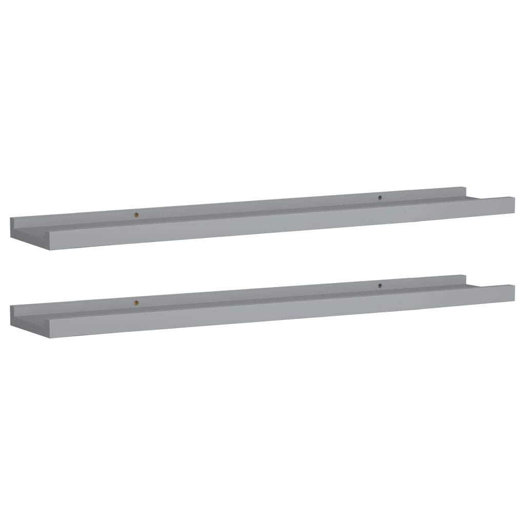 Floating Shelf Wall Mount - 2 Pack Gray MDF Shelves 31.5