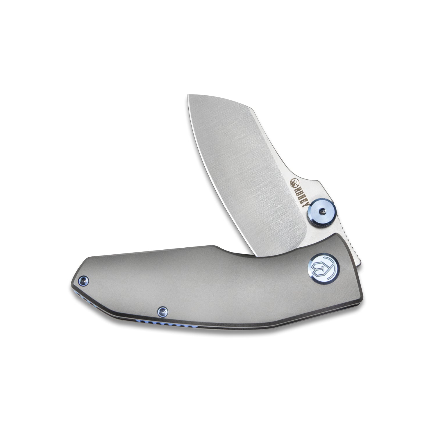 Kubey Monsterdog Frame Lock Folding Knife - M390 Steel Blade, Titanium Handle, Dual Thumb Studs, 2.95