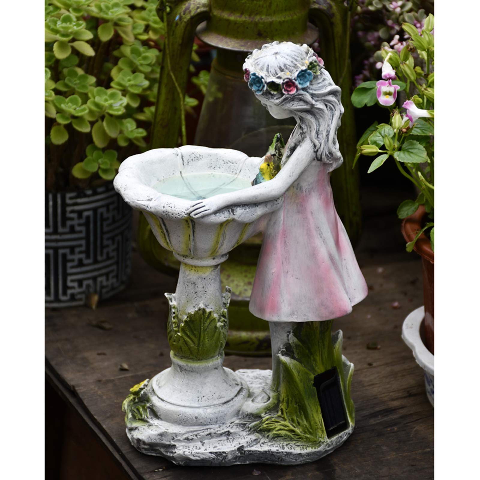 Solar Powered Flower Fairy Garden Light - Outdoor Angel Statue Landscape Lamp with Waterproof Resin Design for Courtyard, Lawn & Woodland Decor | Perfect for Pathway Lighting, Backyard Decorations & Fairy Garden Themes