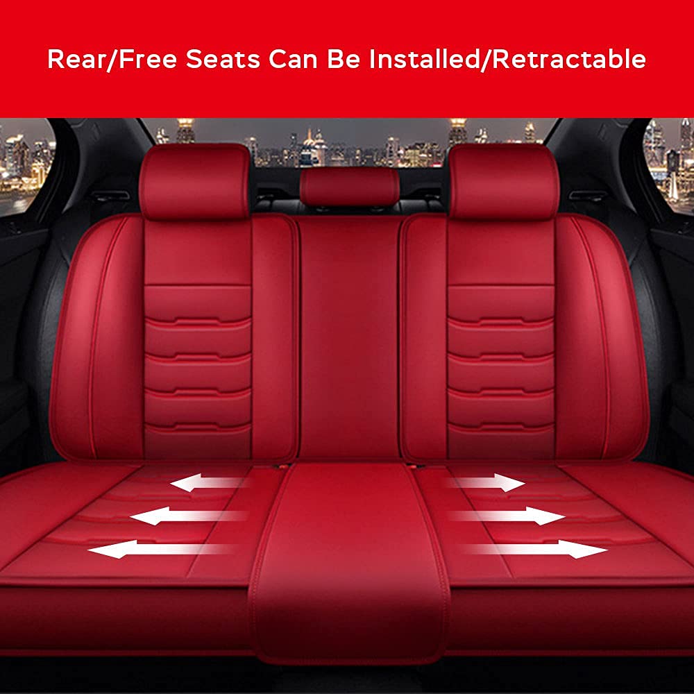 2016-2019 Chevrolet Camaro Leather Seat Covers - 5-Piece Full Set, Waterproof & Breathable, Airbag Compatible (Red) - Perfect for Car Protection & Comfort