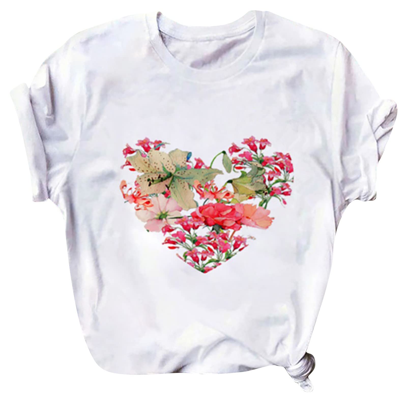 Trendy Women's Love Heart Graphic T-Shirt - Letter Print Short Sleeve Pullover Top | Casual Wear, Street Style, Summer Outfits & Gift Ideas